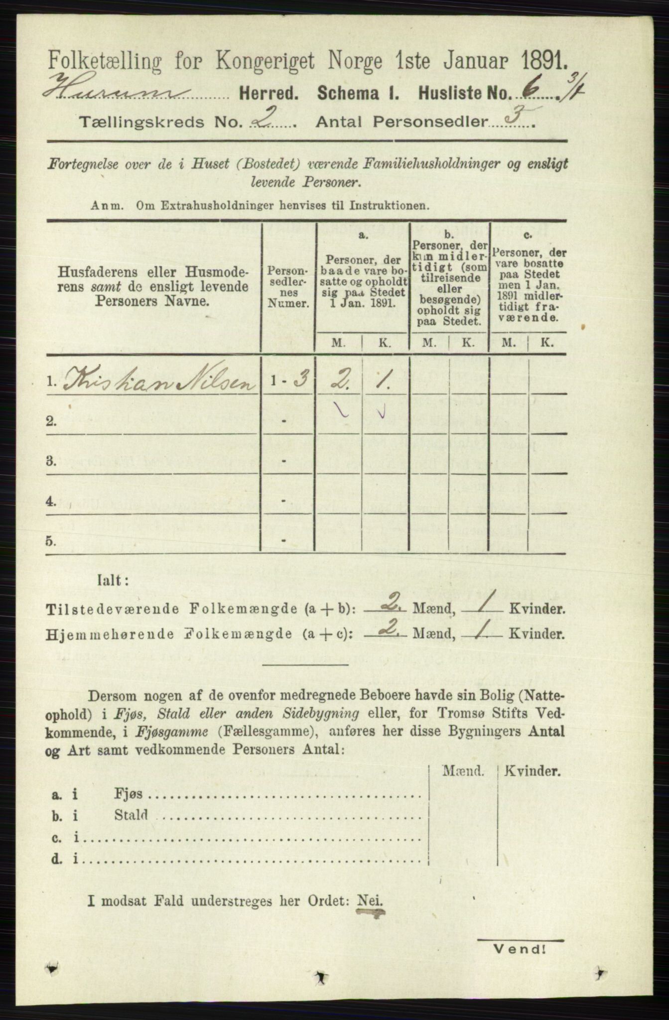 RA, 1891 census for 0628 Hurum, 1891, p. 424