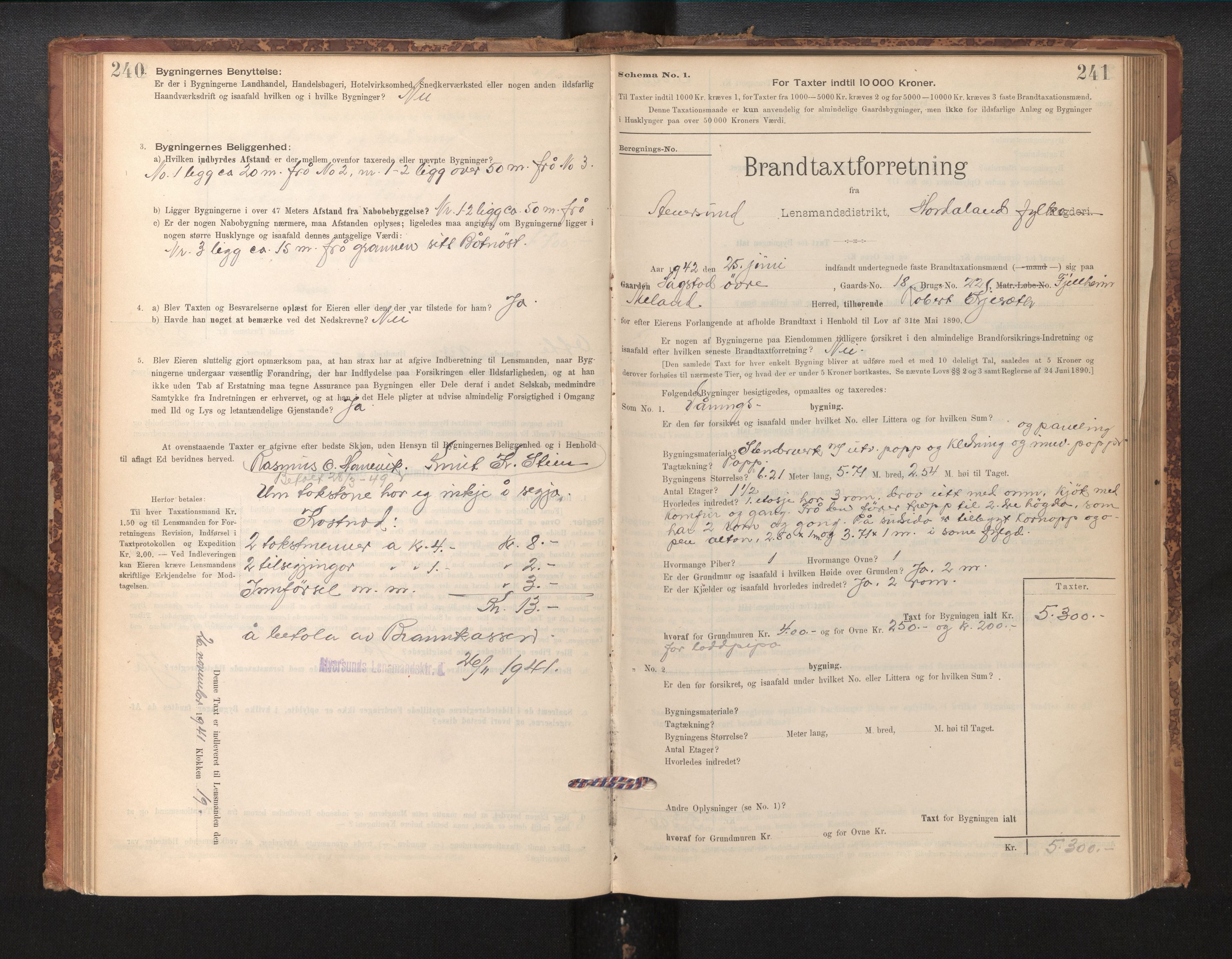 Lensmannen i Alversund, SAB/A-30701/0012/L0004: Branntakstprotokoll, skjematakst, 1894-1953, p. 240-241