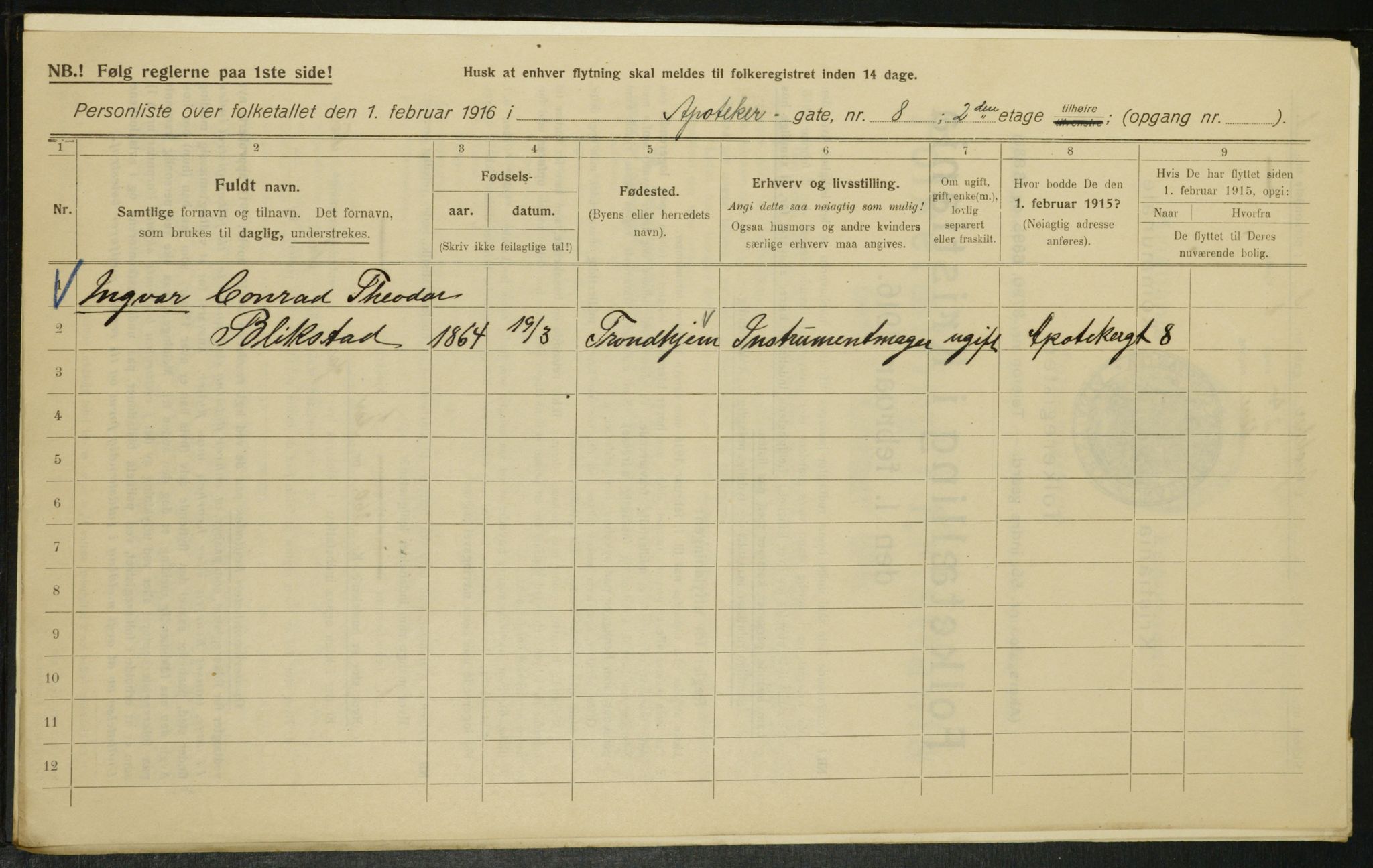 OBA, Municipal Census 1916 for Kristiania, 1916, p. 1426