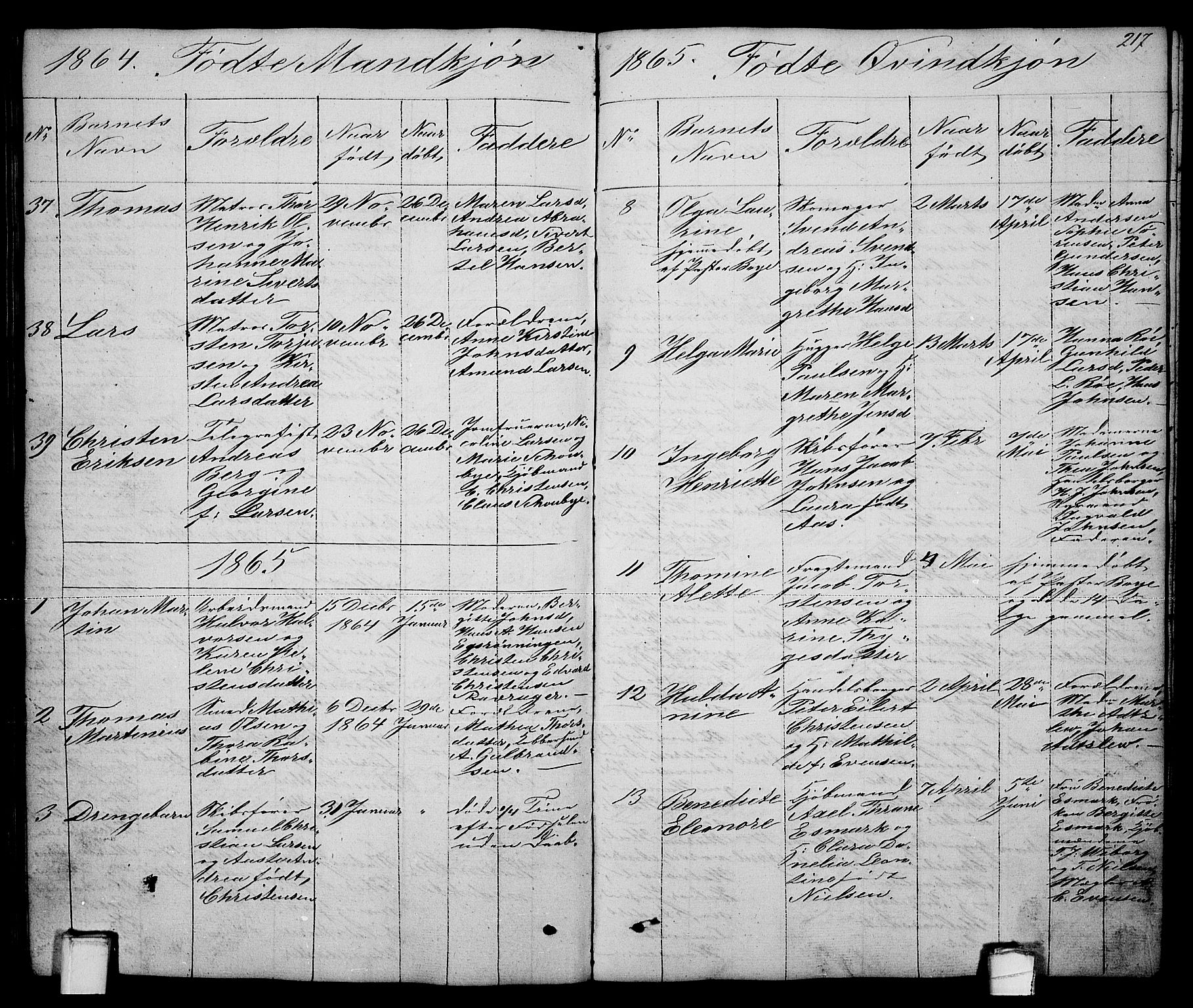 Brevik kirkebøker, SAKO/A-255/G/Ga/L0002: Parish register (copy) no. 2, 1846-1865, p. 217