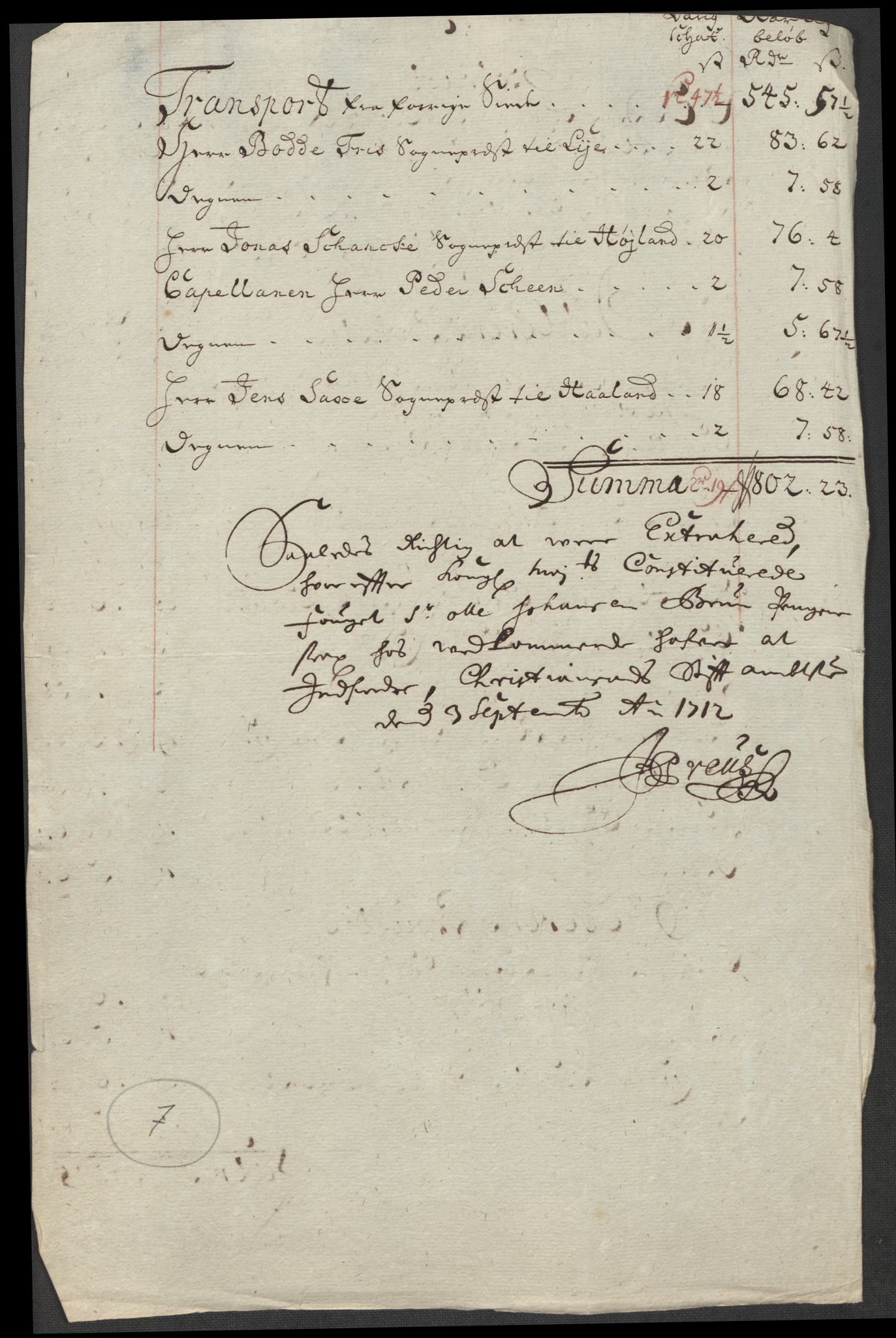 Rentekammeret inntil 1814, Reviderte regnskaper, Fogderegnskap, AV/RA-EA-4092/R46/L2737: Fogderegnskap Jæren og Dalane, 1712, p. 154