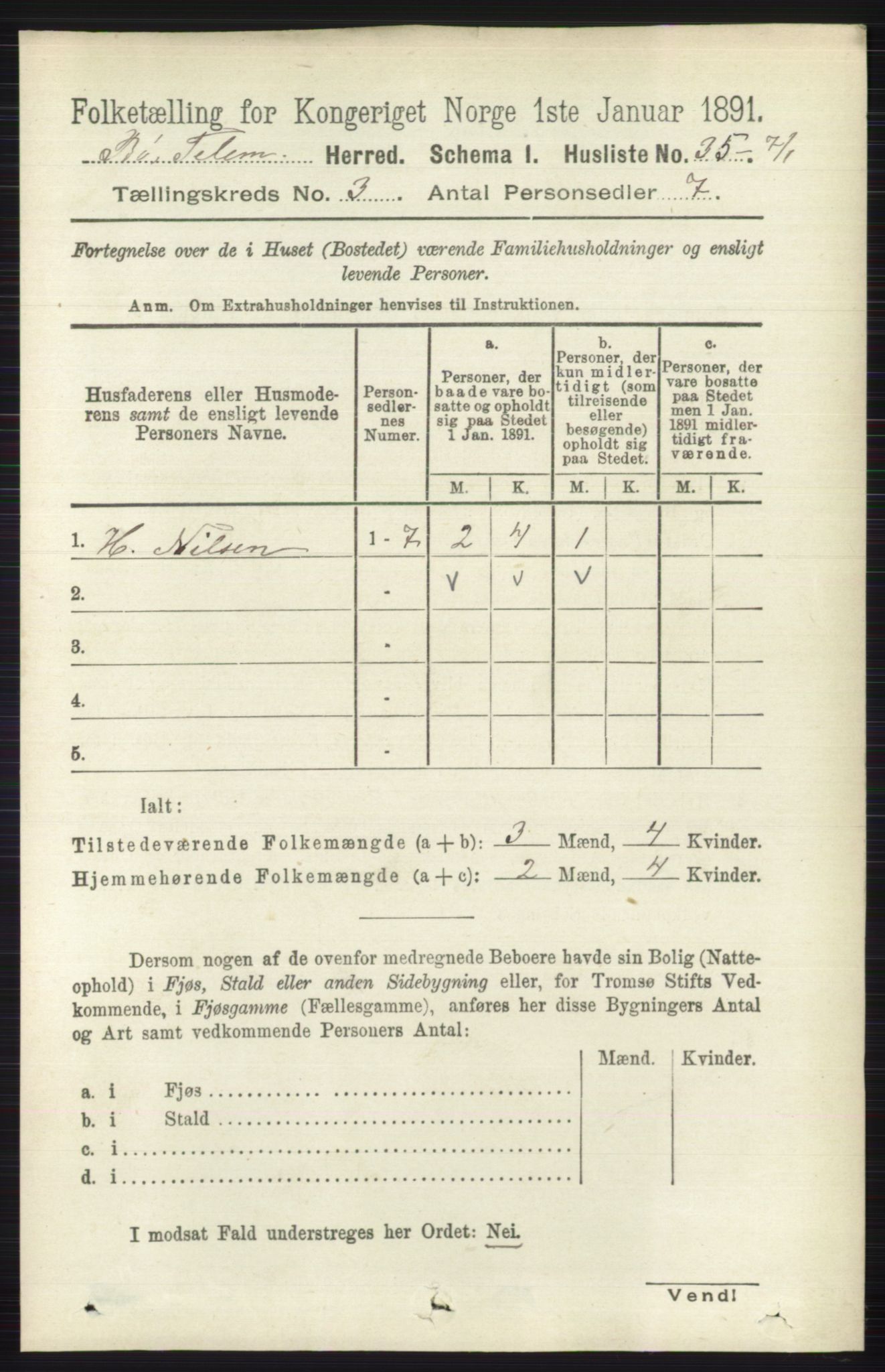 RA, 1891 census for 0821 Bø, 1891, p. 1014