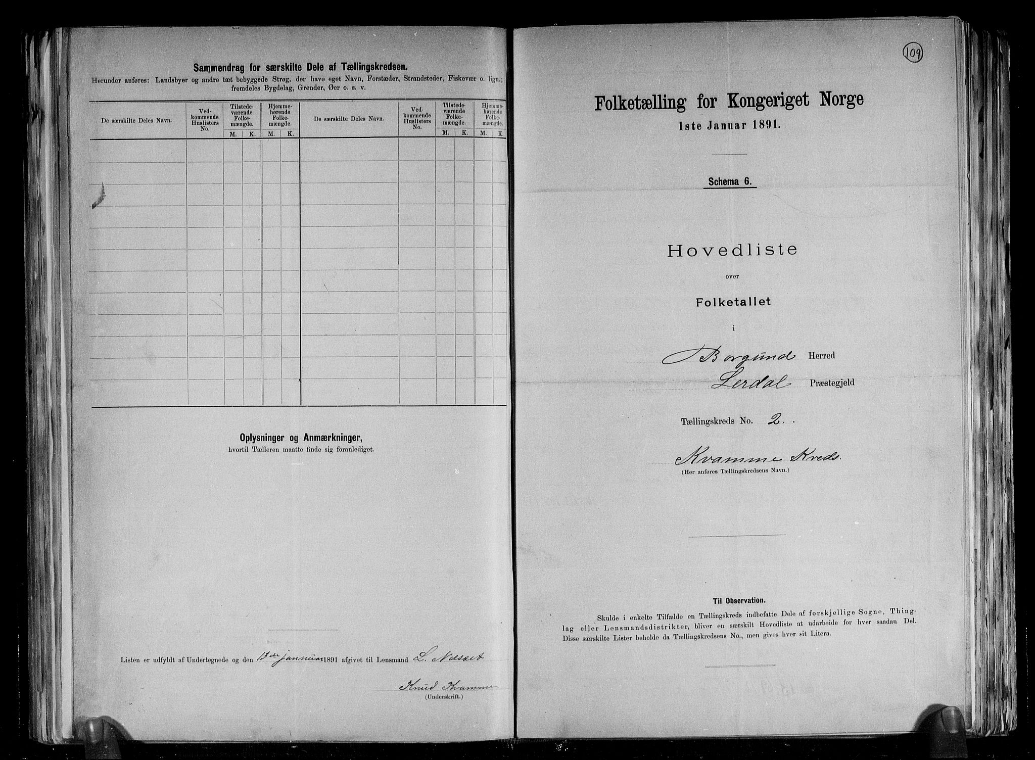 RA, 1891 census for 1423 Borgund, 1891, p. 6