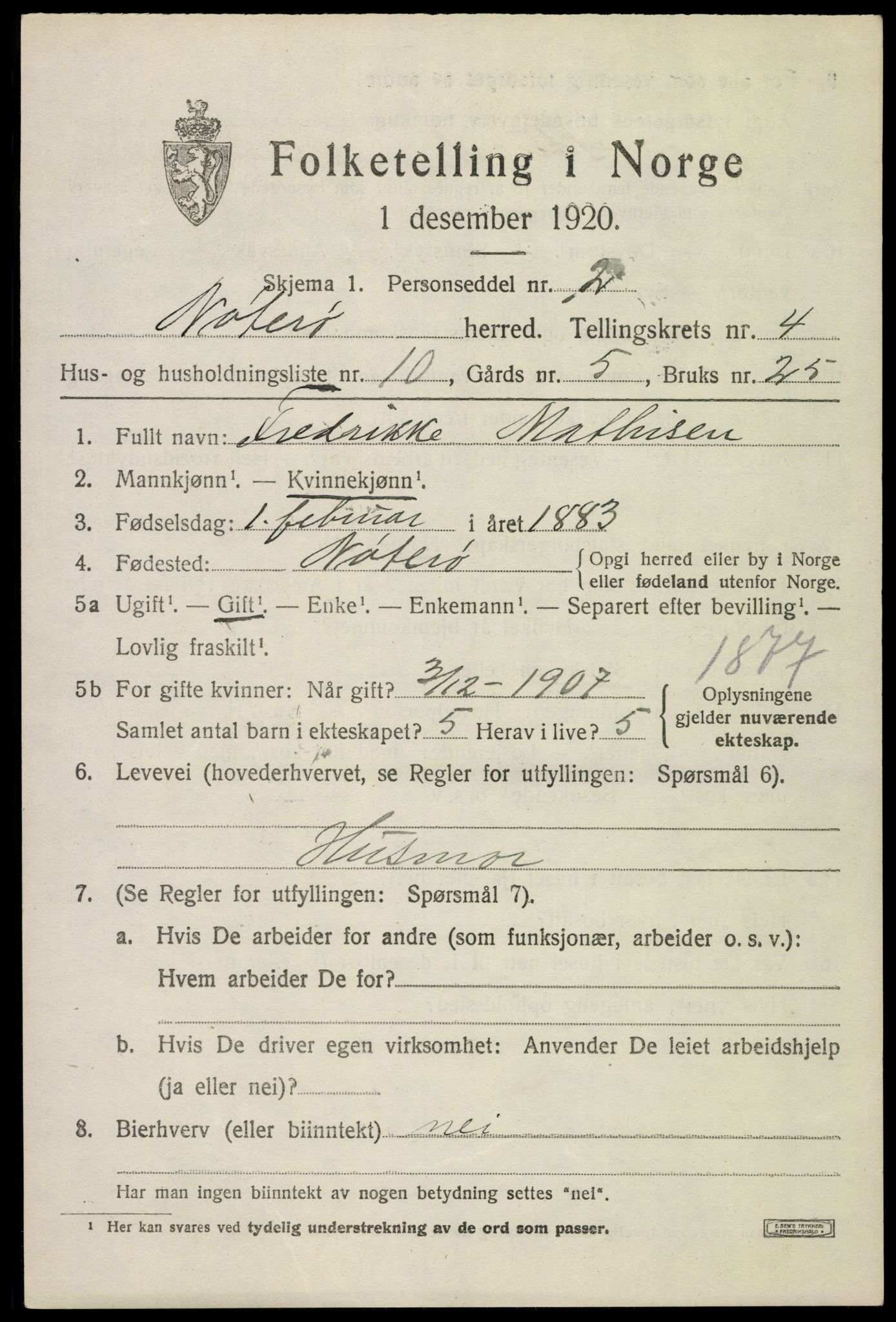 SAKO, 1920 census for Nøtterøy, 1920, p. 6775