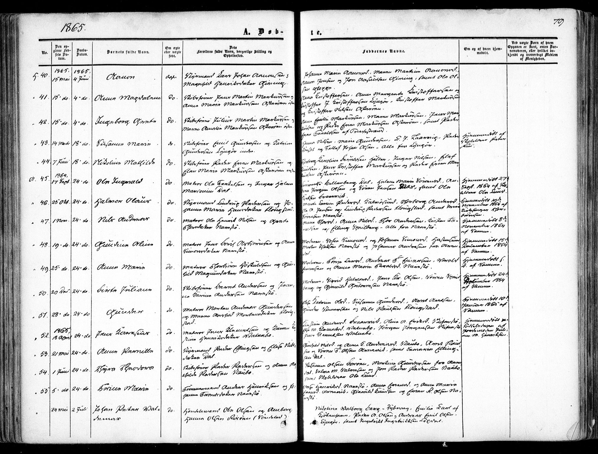 Dypvåg sokneprestkontor, AV/SAK-1111-0007/F/Fa/Faa/L0006: Parish register (official) no. A 6, 1855-1872, p. 79