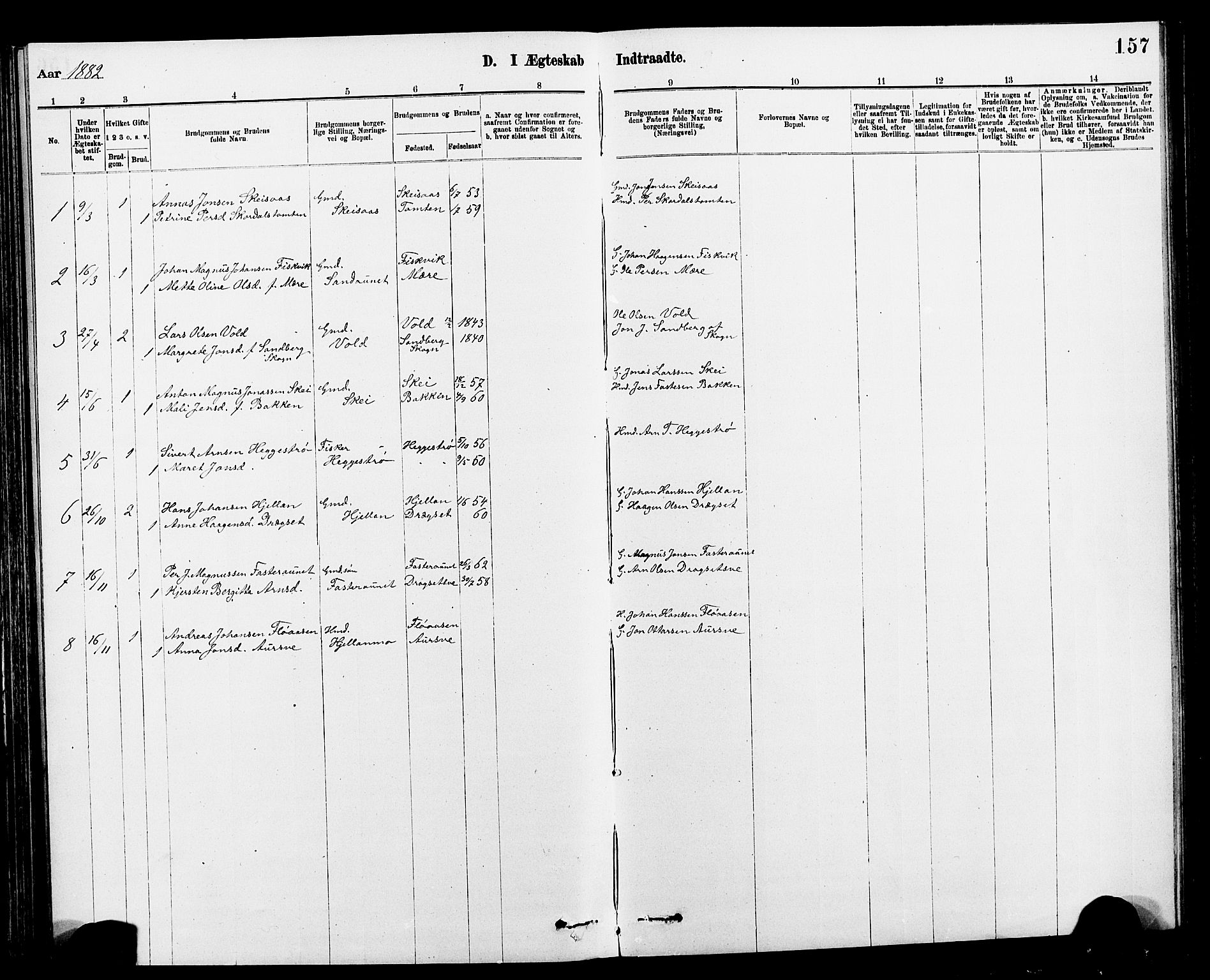 Ministerialprotokoller, klokkerbøker og fødselsregistre - Nord-Trøndelag, AV/SAT-A-1458/712/L0103: Parish register (copy) no. 712C01, 1878-1917, p. 157