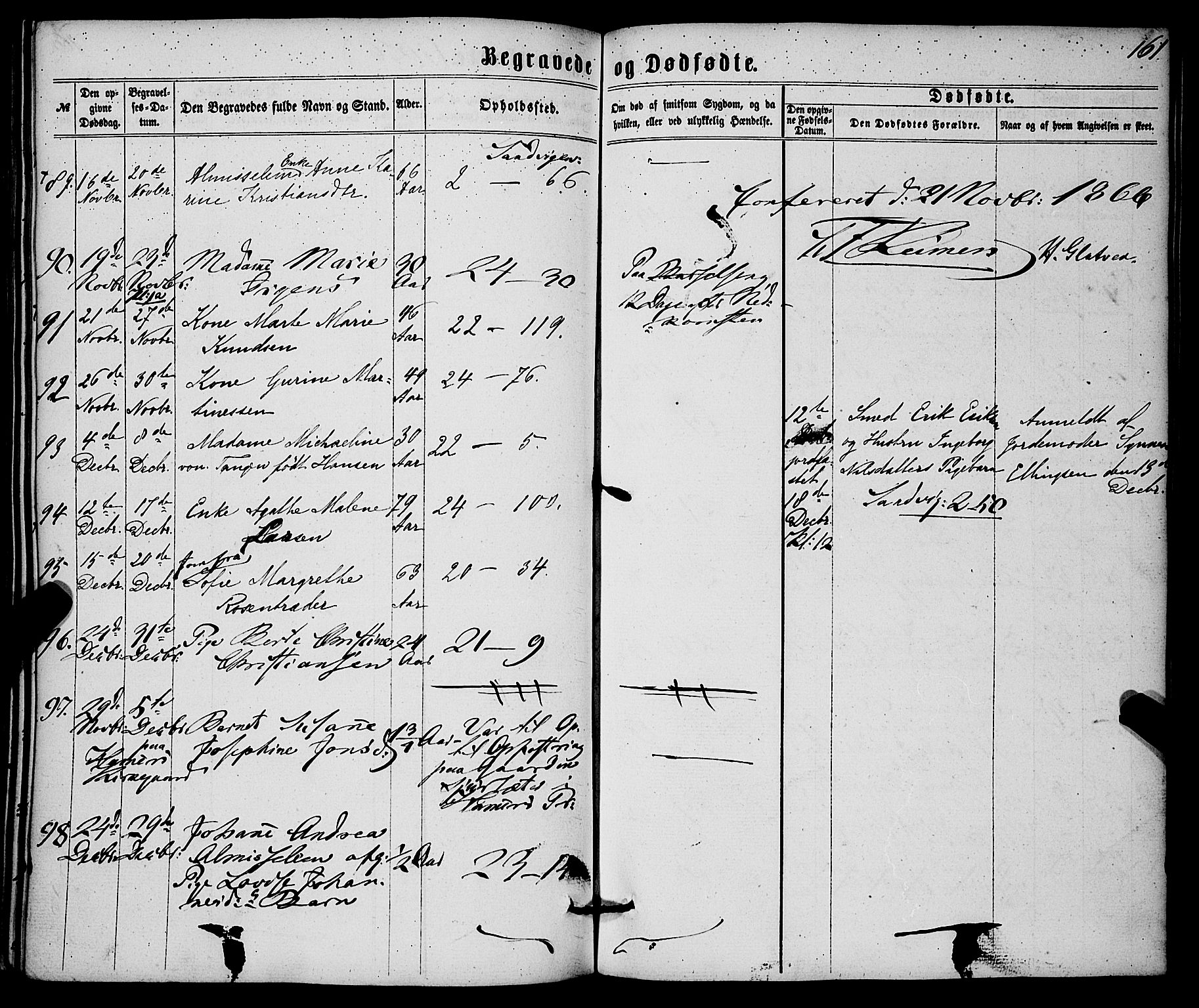 Korskirken sokneprestembete, AV/SAB-A-76101/H/Haa/L0045: Parish register (official) no. E 3, 1863-1875, p. 161