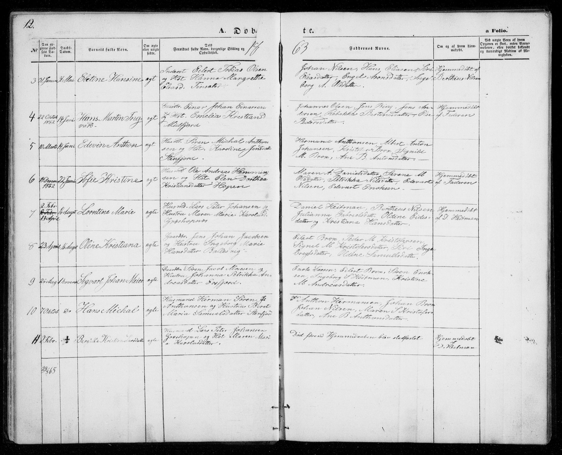 Berg sokneprestkontor, SATØ/S-1318/G/Ga/Gab/L0002klokker: Parish register (copy) no. 2, 1851-1874, p. 12