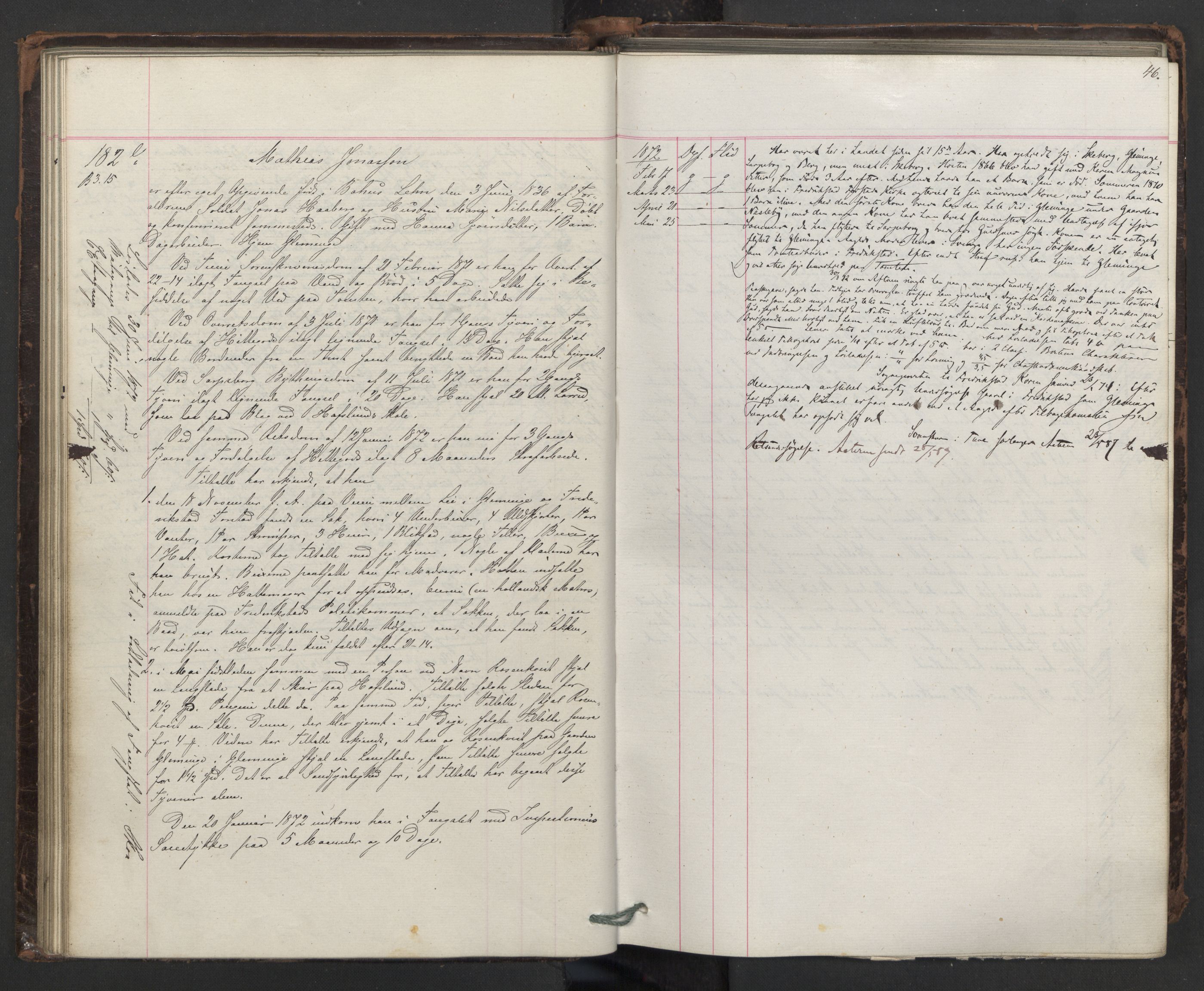 Botsfengslet, AV/RA-S-1539/D/Db/Dbb/L0014: 137e - 437e, 1871-1873, p. 46