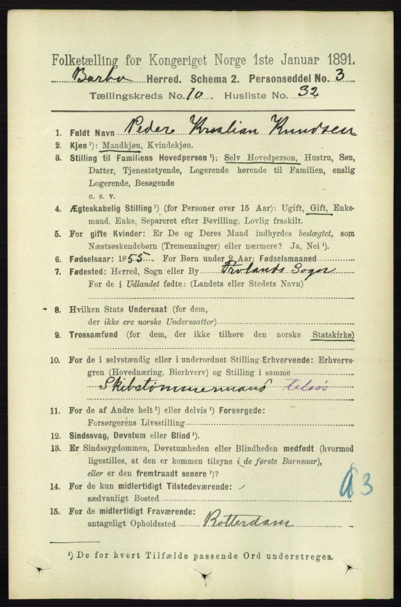 RA, 1891 census for 0990 Barbu, 1891, p. 8035