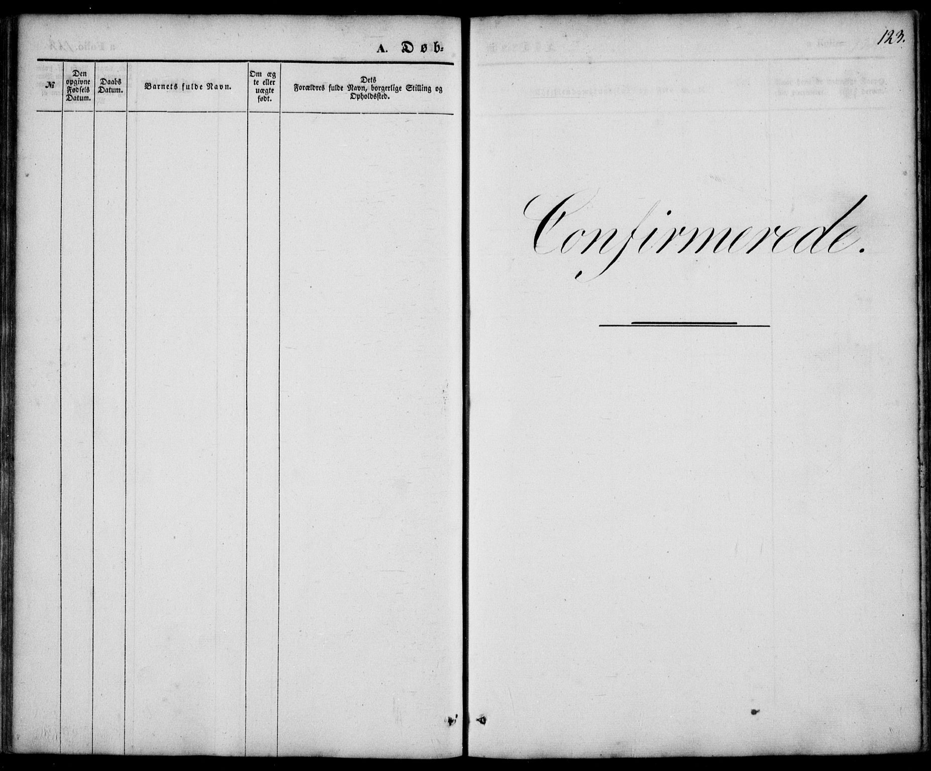 Mandal sokneprestkontor, SAK/1111-0030/F/Fa/Faa/L0012: Parish register (official) no. A 12, 1840-1847, p. 123
