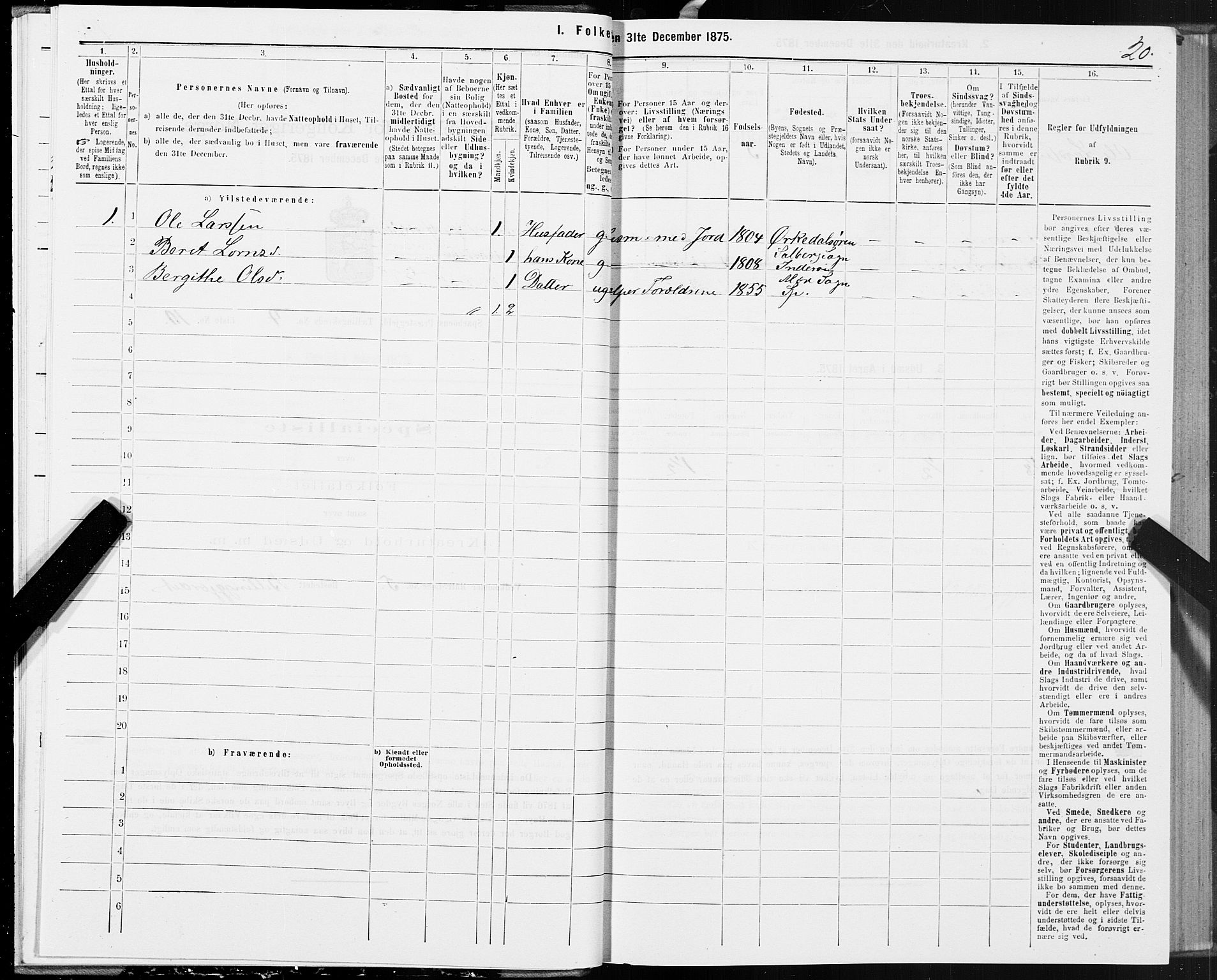 SAT, 1875 census for 1731P Sparbu, 1875, p. 2020