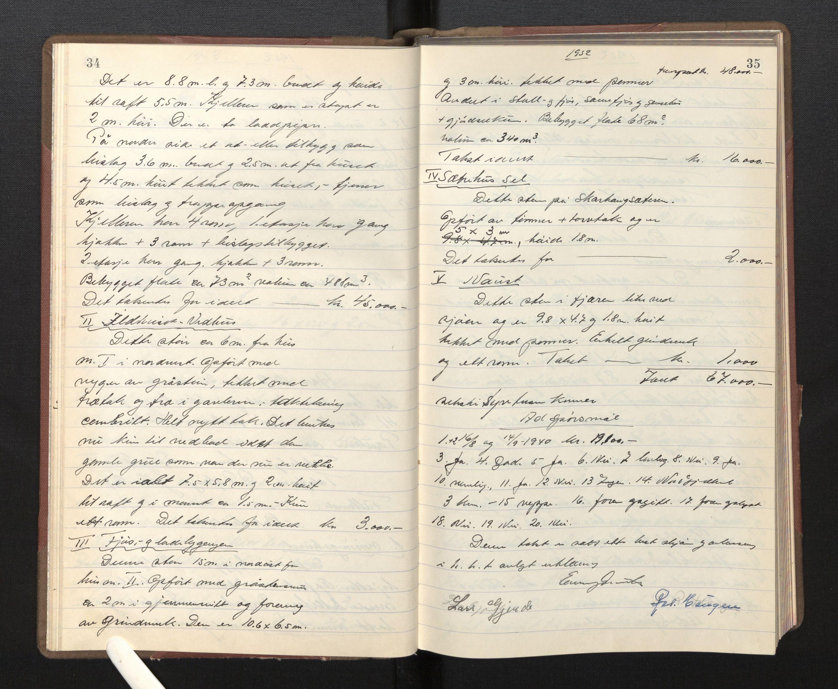 Lensmannen i Eid, AV/SAB-A-27001/0012/L0006: Branntakstprotokoll, 1952, p. 34-35