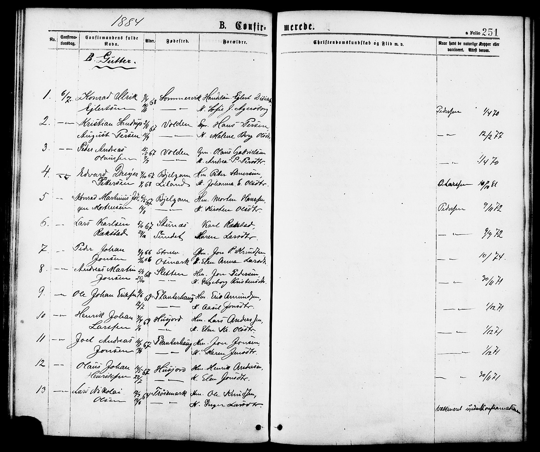 Ministerialprotokoller, klokkerbøker og fødselsregistre - Nordland, AV/SAT-A-1459/863/L0897: Parish register (official) no. 863A09, 1872-1886, p. 251