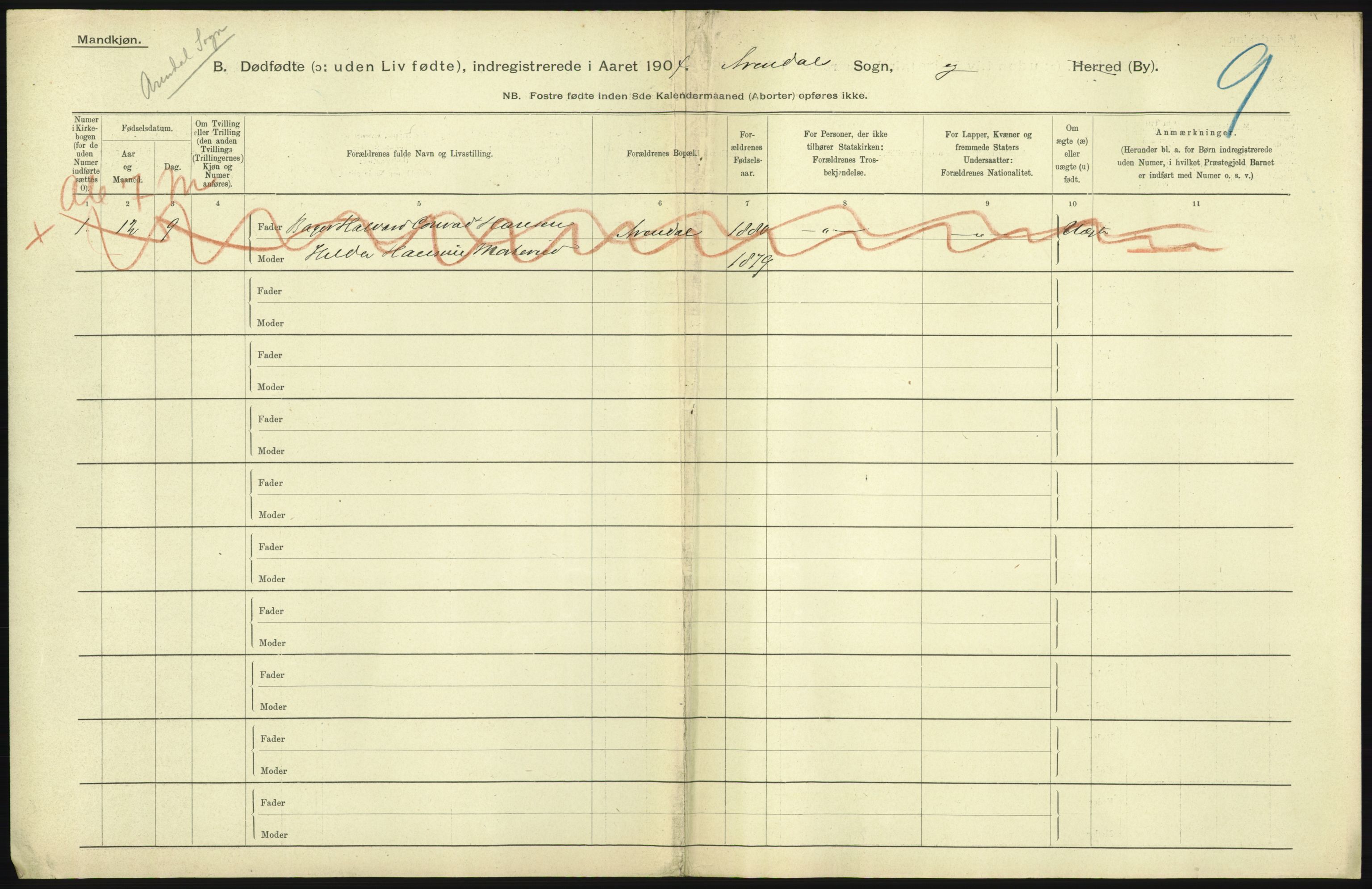 Statistisk sentralbyrå, Sosiodemografiske emner, Befolkning, RA/S-2228/D/Df/Dfa/Dfab/L0027: Smålenes amt - Finnmarkens amt: Dødfødte. Byer, 1904, p. 147