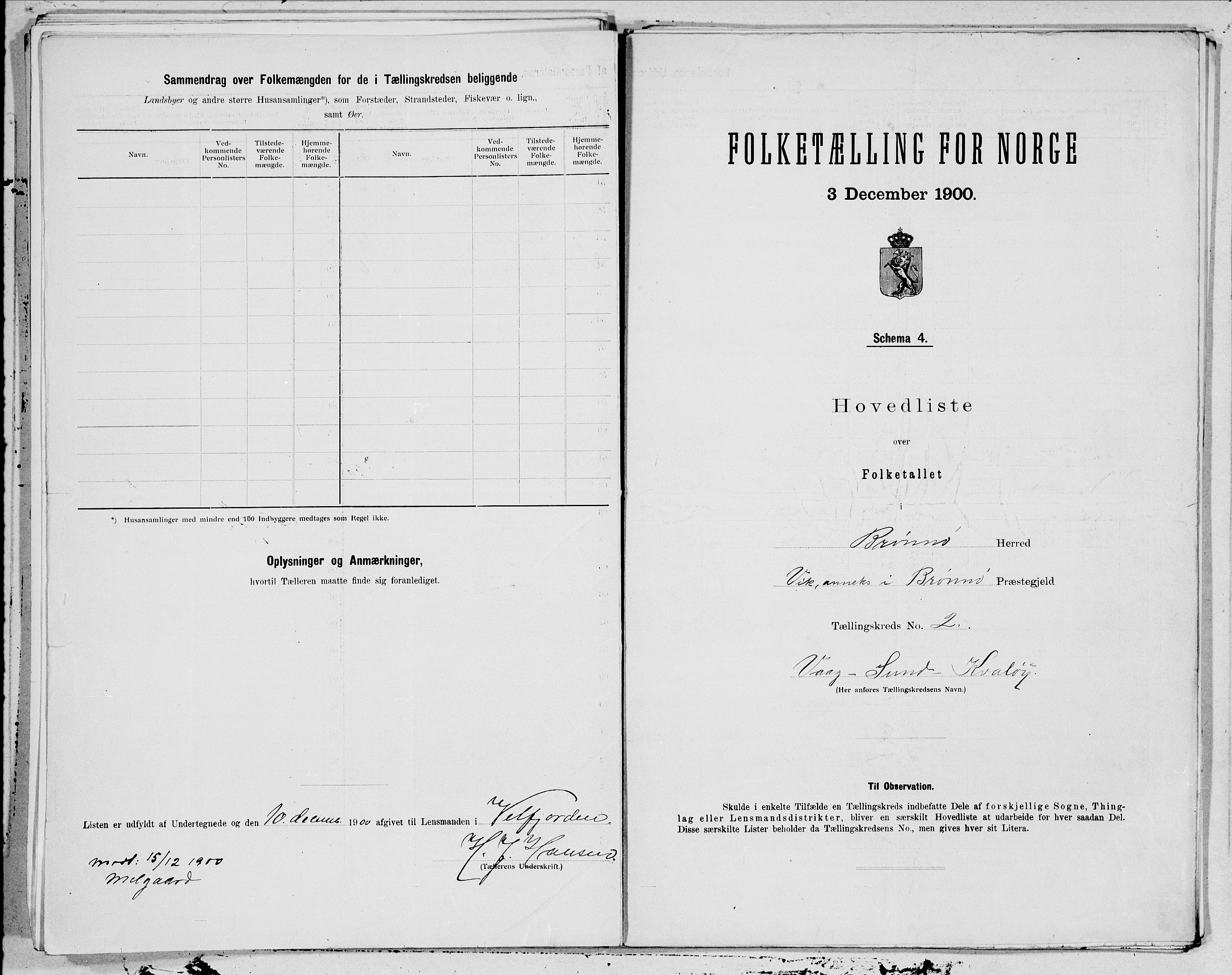 SAT, 1900 census for Brønnøy, 1900, p. 6