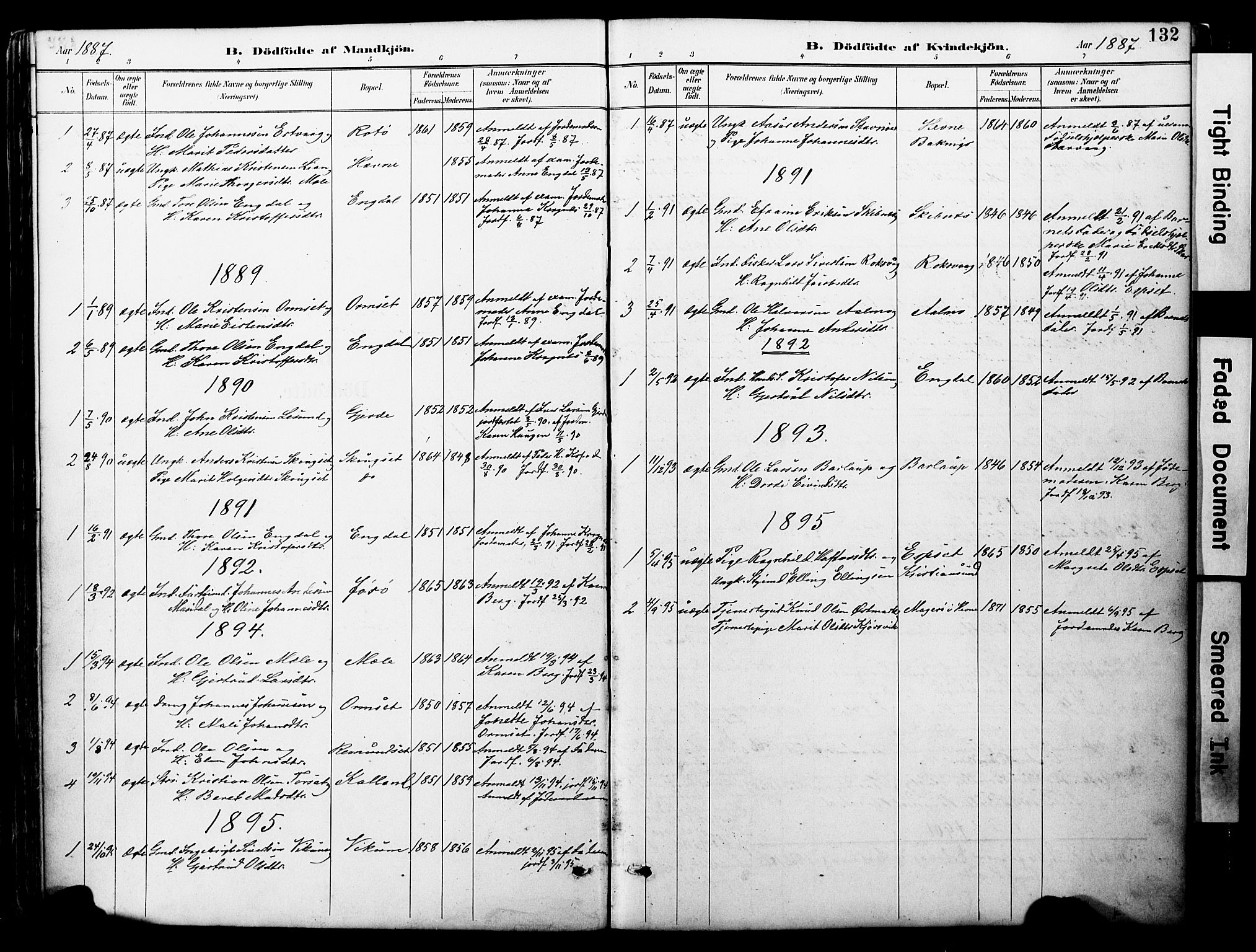 Ministerialprotokoller, klokkerbøker og fødselsregistre - Møre og Romsdal, AV/SAT-A-1454/578/L0907: Parish register (official) no. 578A06, 1887-1904, p. 132