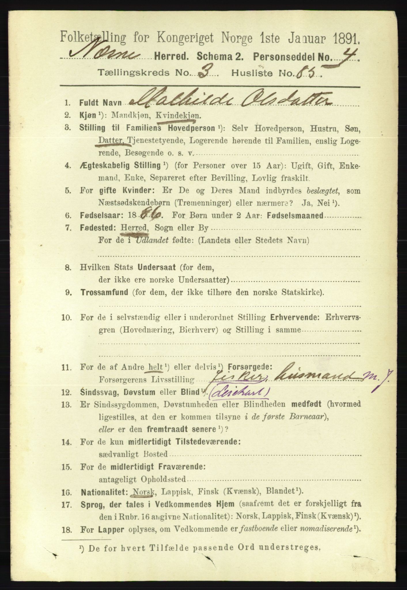 RA, 1891 census for 1828 Nesna, 1891, p. 2072