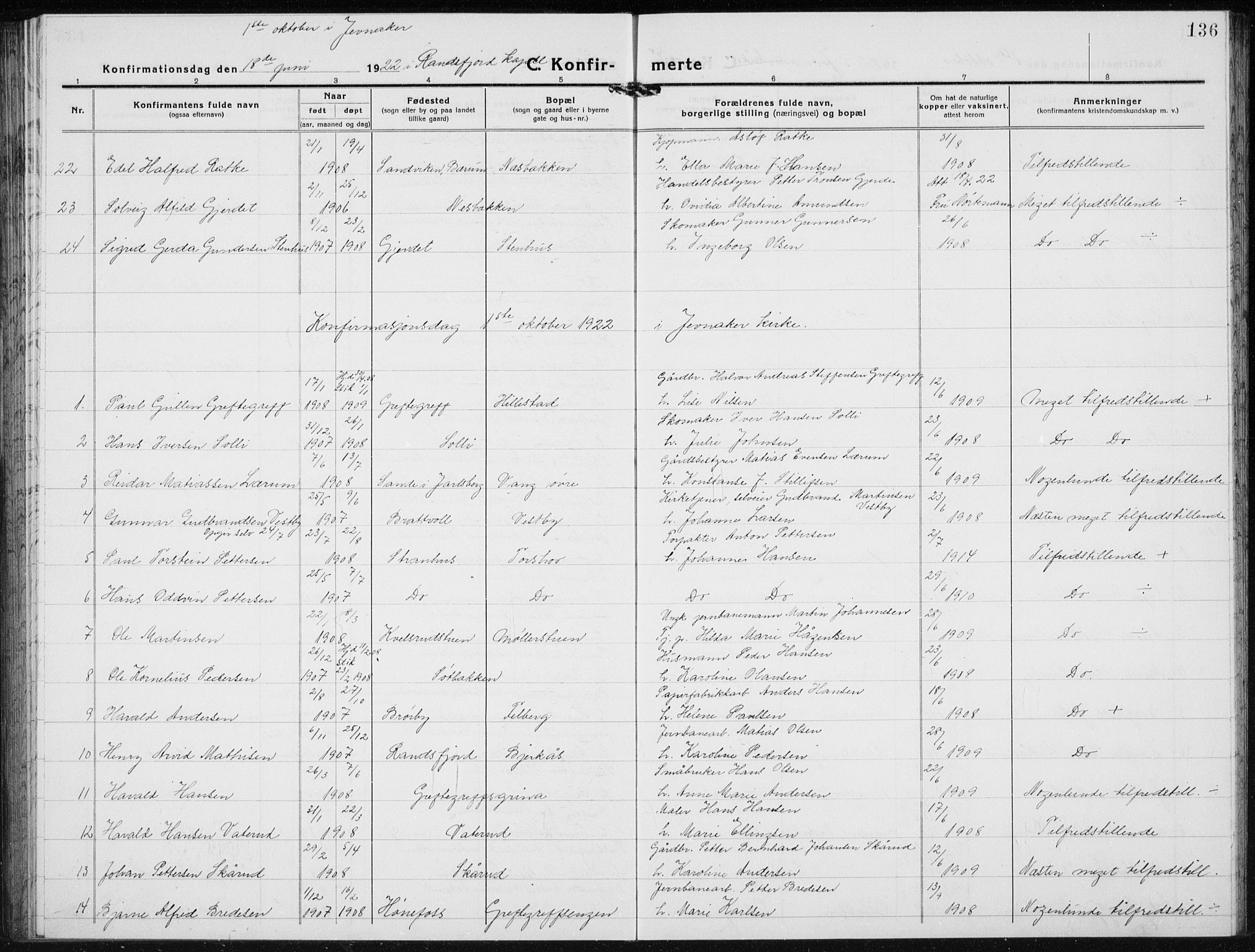 Jevnaker prestekontor, AV/SAH-PREST-116/H/Ha/Hab/L0005: Parish register (copy) no. 5, 1919-1934, p. 136