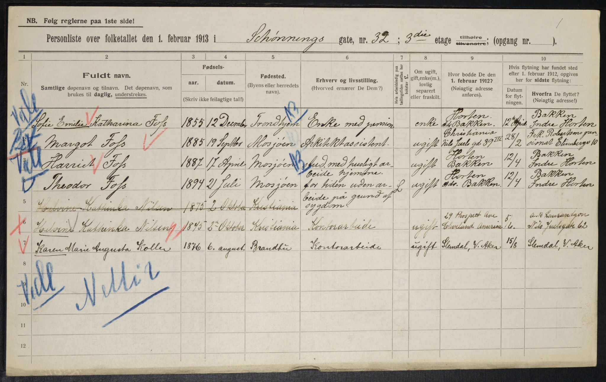 OBA, Municipal Census 1913 for Kristiania, 1913, p. 93737