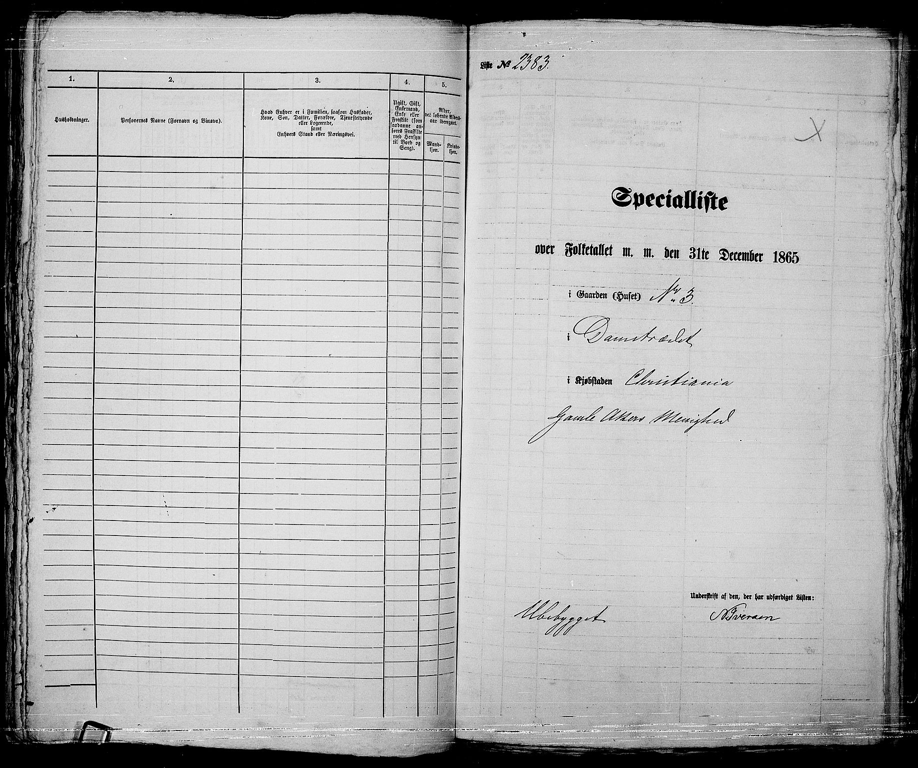 RA, 1865 census for Kristiania, 1865, p. 5298