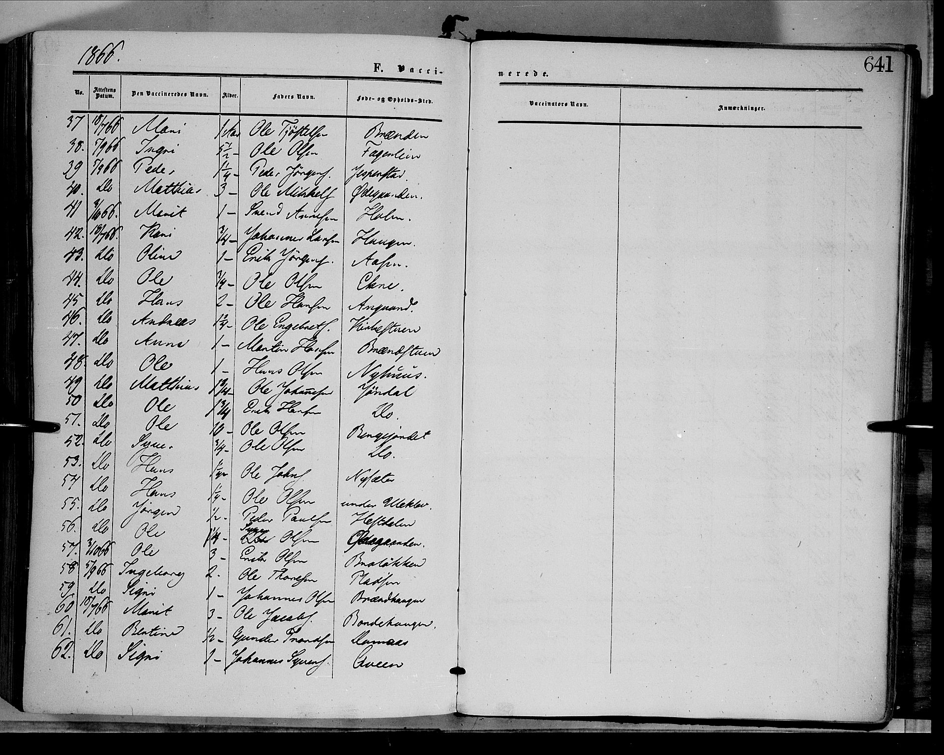 Dovre prestekontor, SAH/PREST-066/H/Ha/Haa/L0001: Parish register (official) no. 1, 1854-1878, p. 641
