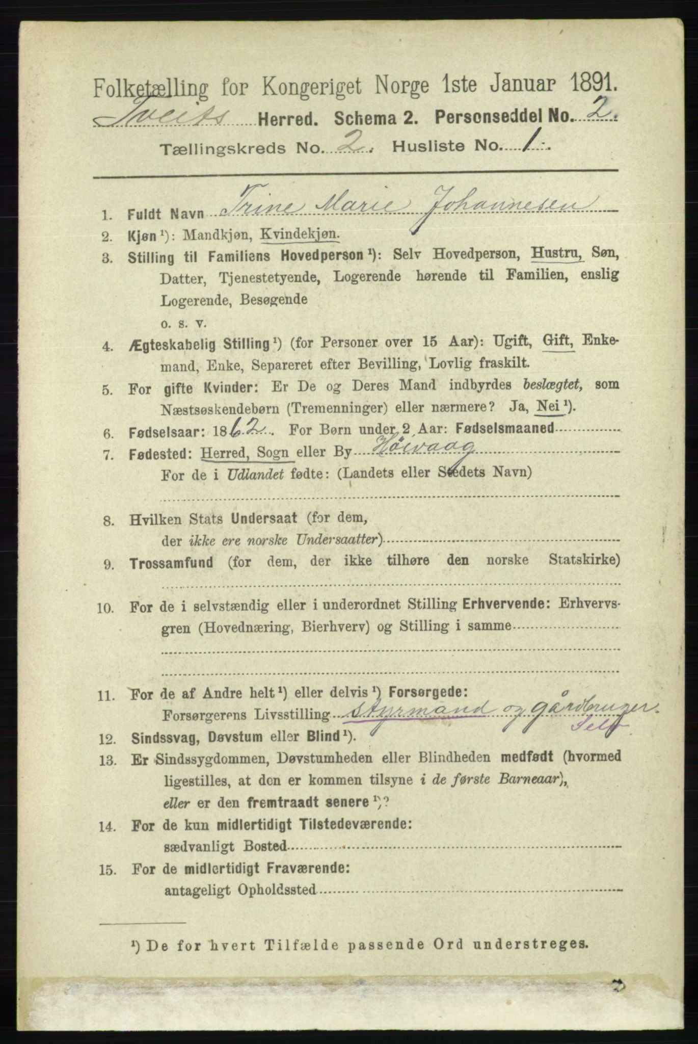 RA, 1891 census for 1013 Tveit, 1891, p. 522