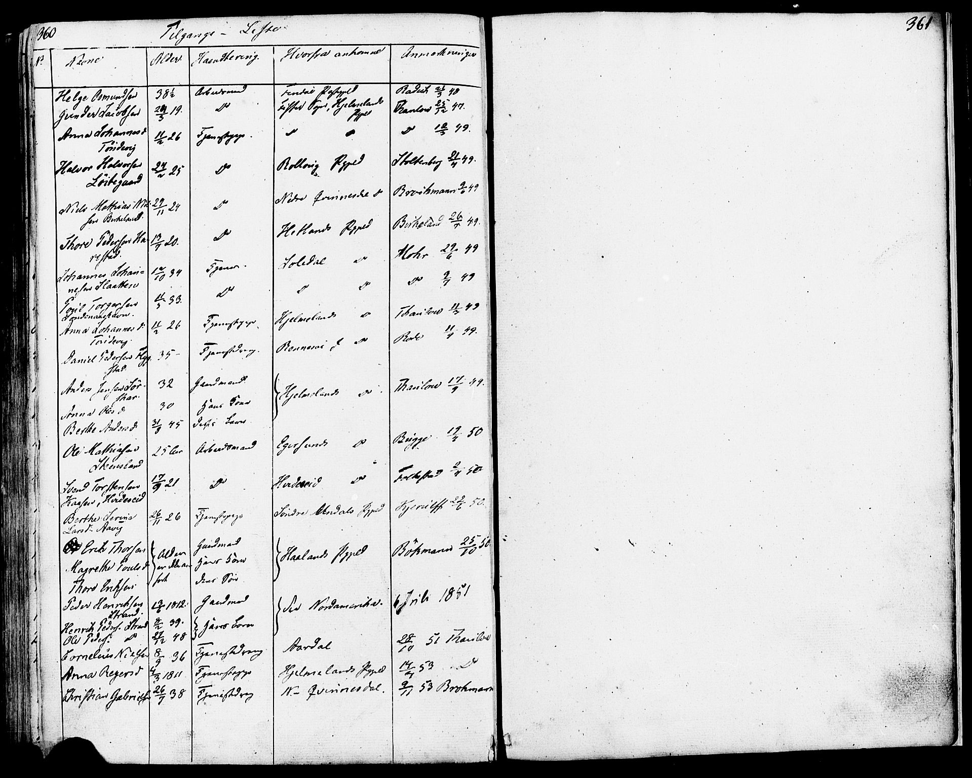 Strand sokneprestkontor, AV/SAST-A-101828/H/Ha/Haa/L0006: Parish register (official) no. A 6, 1834-1854, p. 360-361