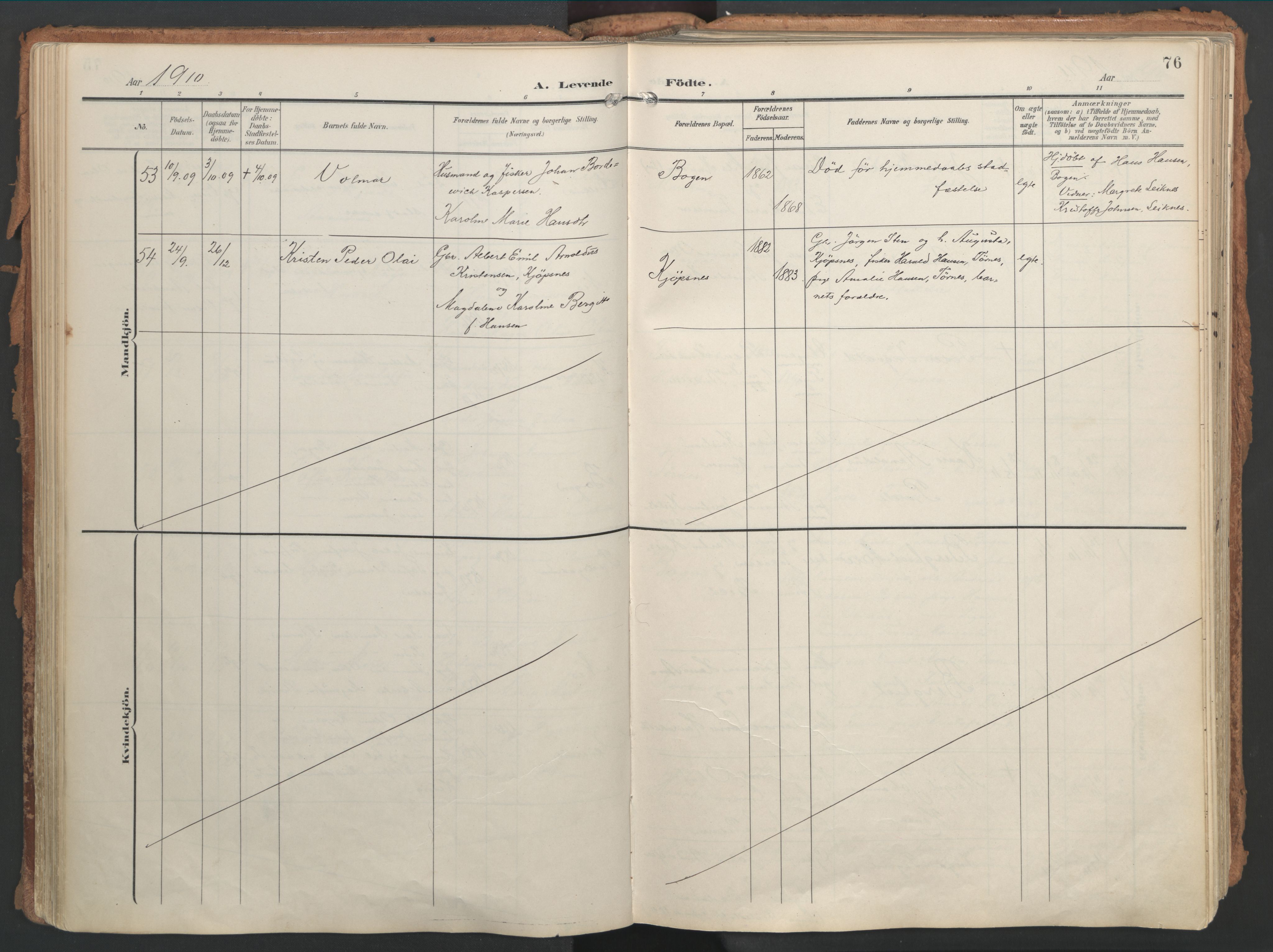 Ministerialprotokoller, klokkerbøker og fødselsregistre - Nordland, AV/SAT-A-1459/861/L0871: Parish register (official) no. 861A06, 1903-1916, p. 76