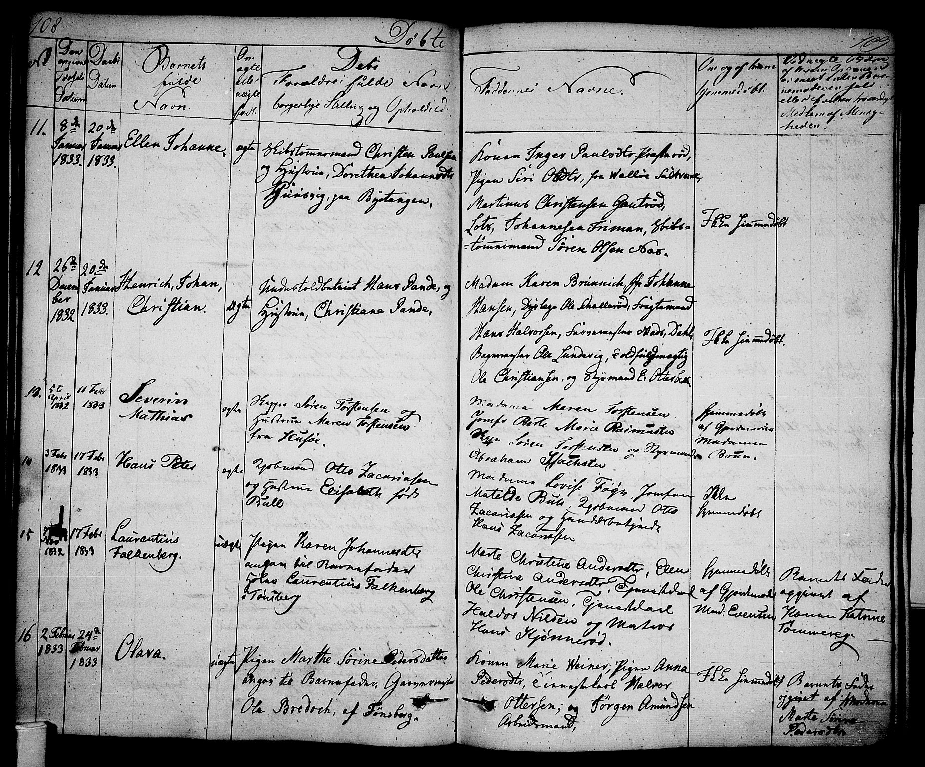 Tønsberg kirkebøker, AV/SAKO-A-330/F/Fa/L0005: Parish register (official) no. I 5, 1827-1836, p. 108-109