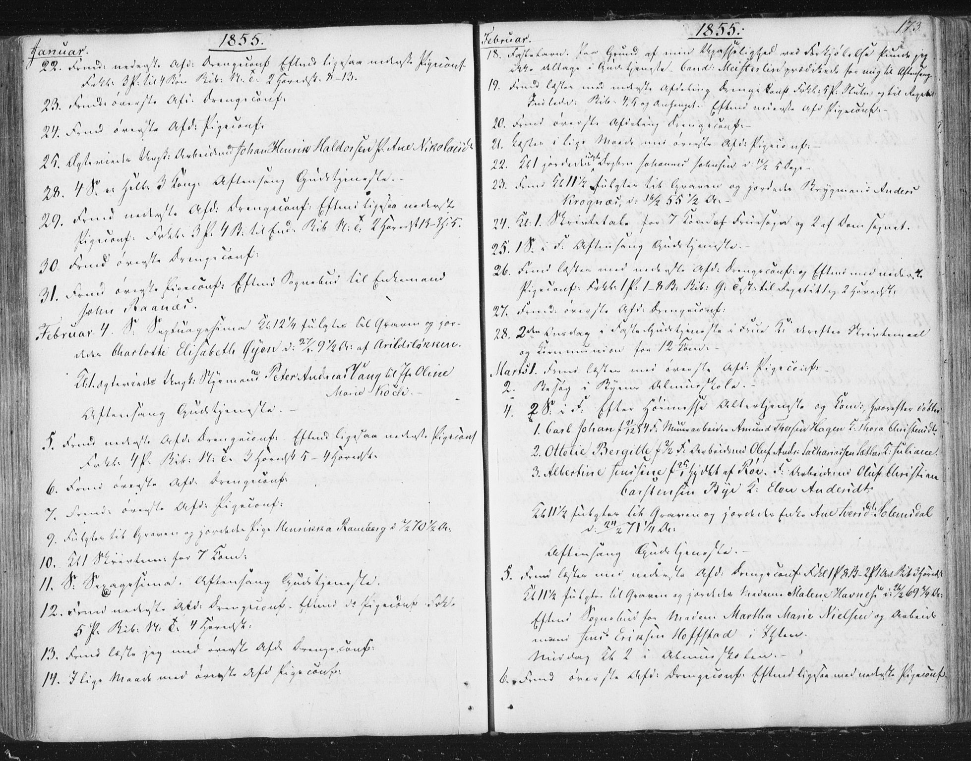 Ministerialprotokoller, klokkerbøker og fødselsregistre - Sør-Trøndelag, SAT/A-1456/602/L0127: Curate's parish register no. 602B01, 1821-1875, p. 173