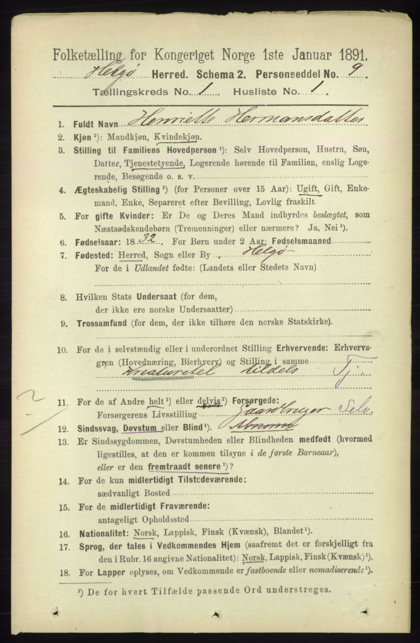 RA, 1891 census for 1935 Helgøy, 1891, p. 56