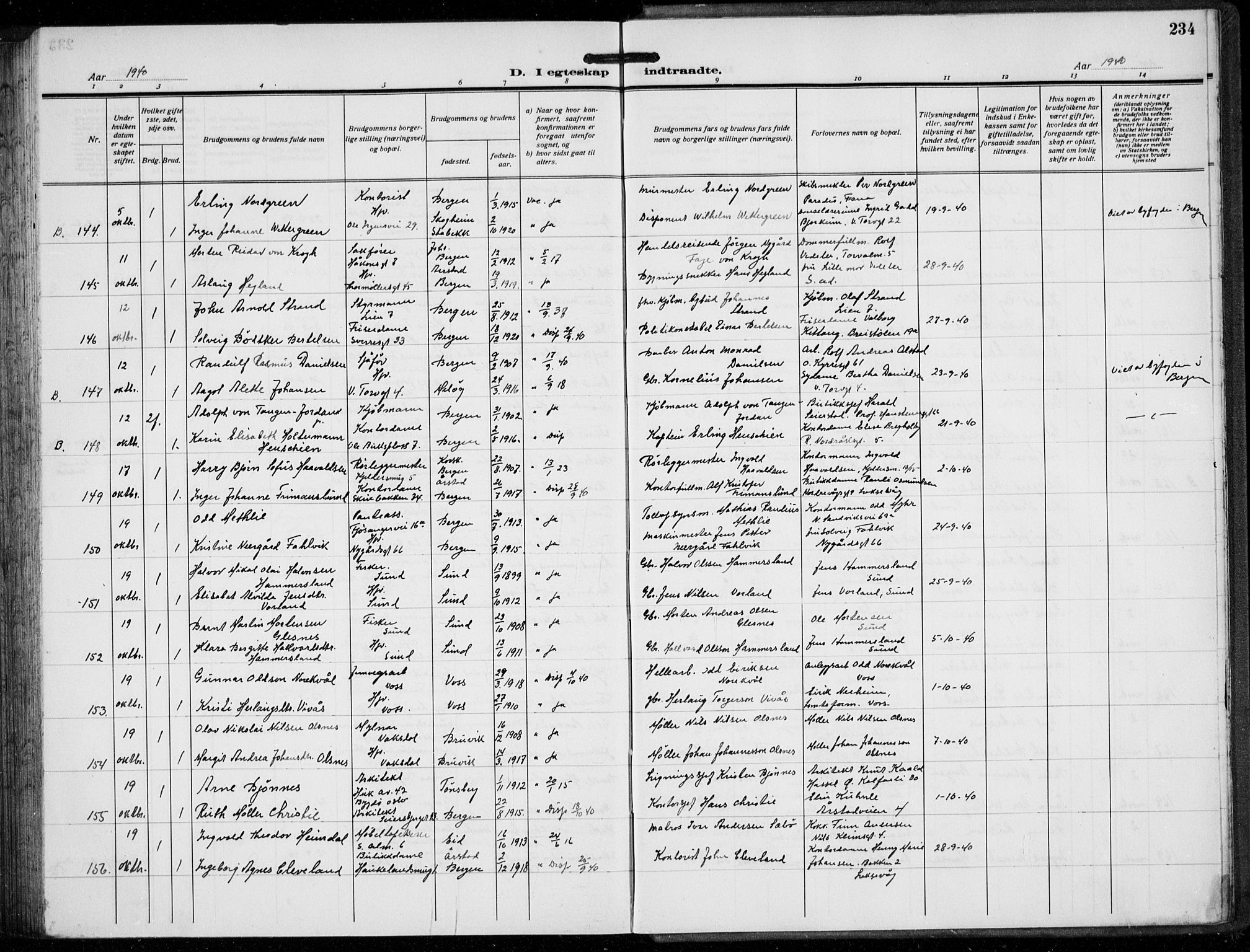 Domkirken sokneprestembete, AV/SAB-A-74801/H/Hab/L0034: Parish register (copy) no. D 6, 1924-1941, p. 234