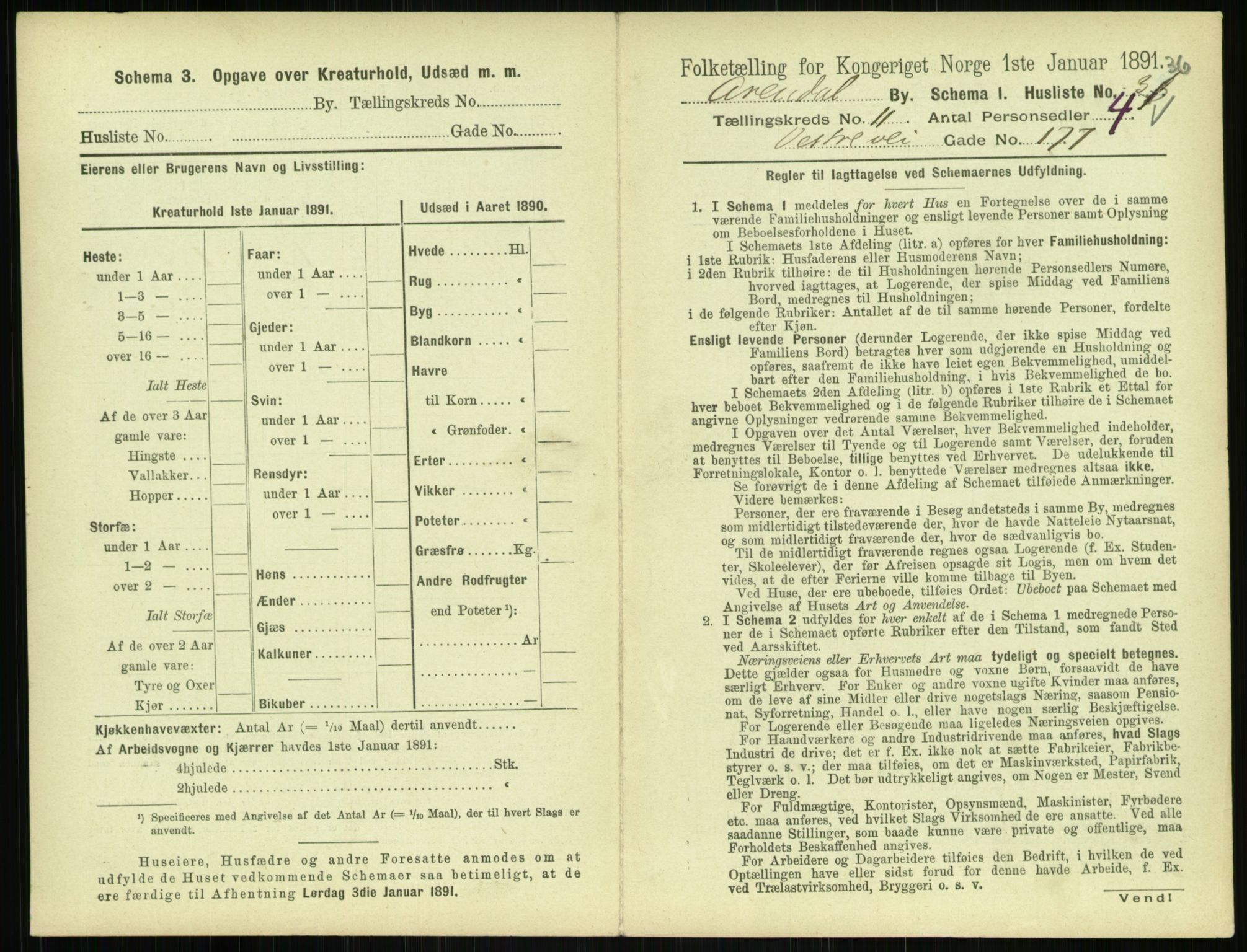 RA, 1891 census for 0903 Arendal, 1891, p. 632