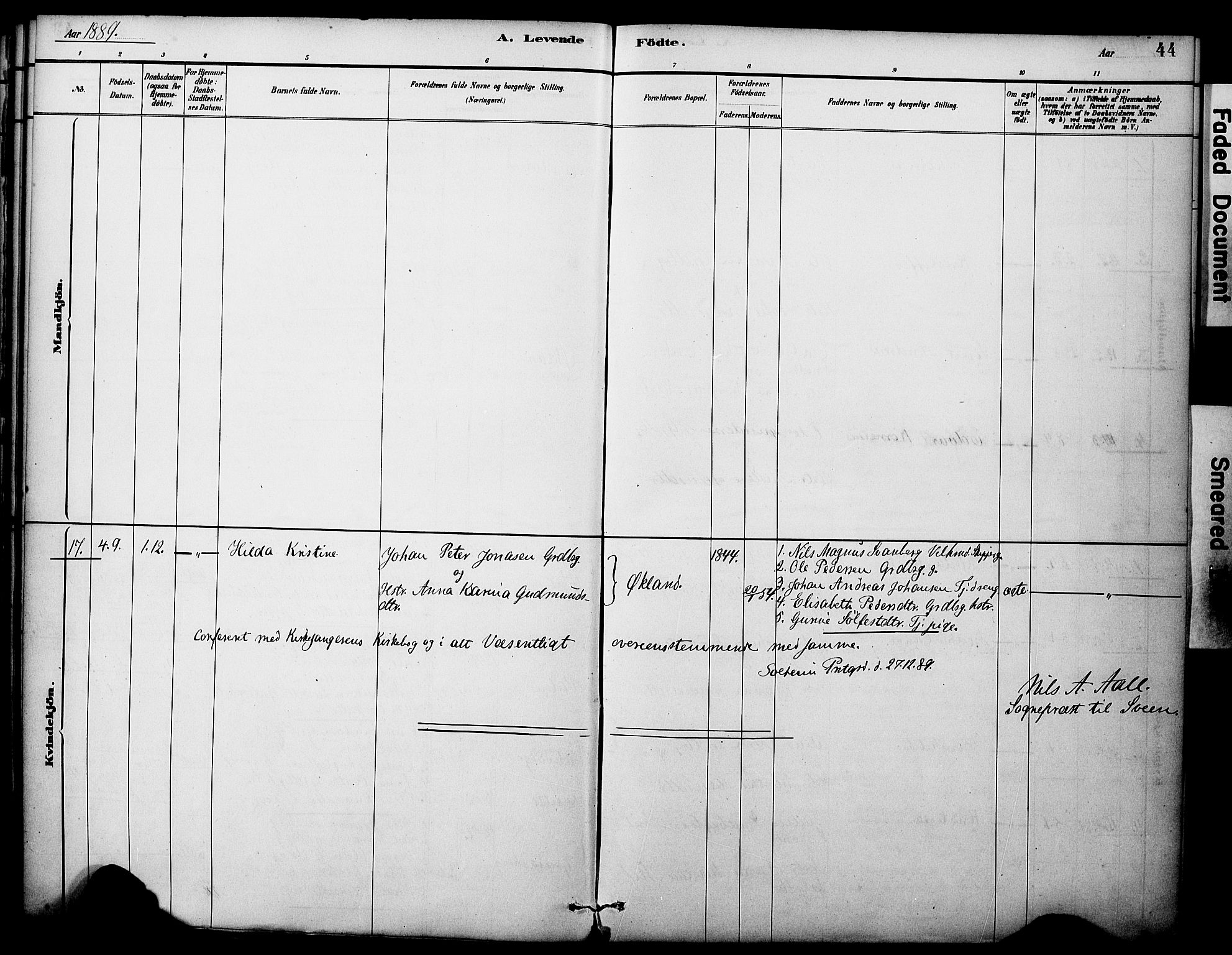 Sveio Sokneprestembete, AV/SAB-A-78501/H/Haa: Parish register (official) no. C 2, 1881-1899, p. 44