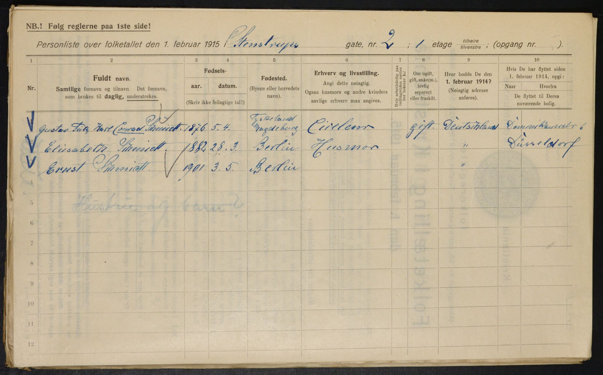 OBA, Municipal Census 1915 for Kristiania, 1915, p. 100819