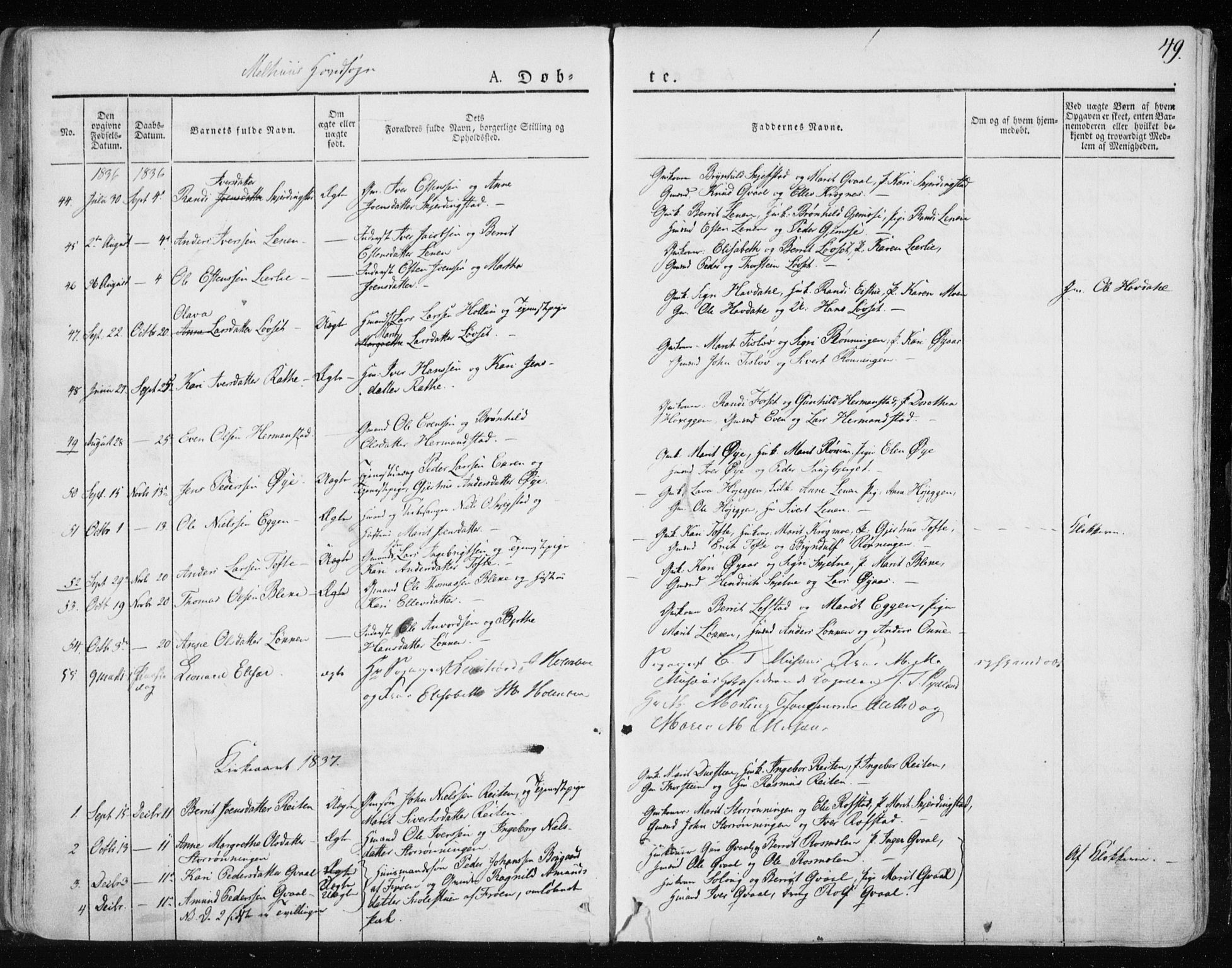 Ministerialprotokoller, klokkerbøker og fødselsregistre - Sør-Trøndelag, SAT/A-1456/691/L1069: Parish register (official) no. 691A04, 1826-1841, p. 49