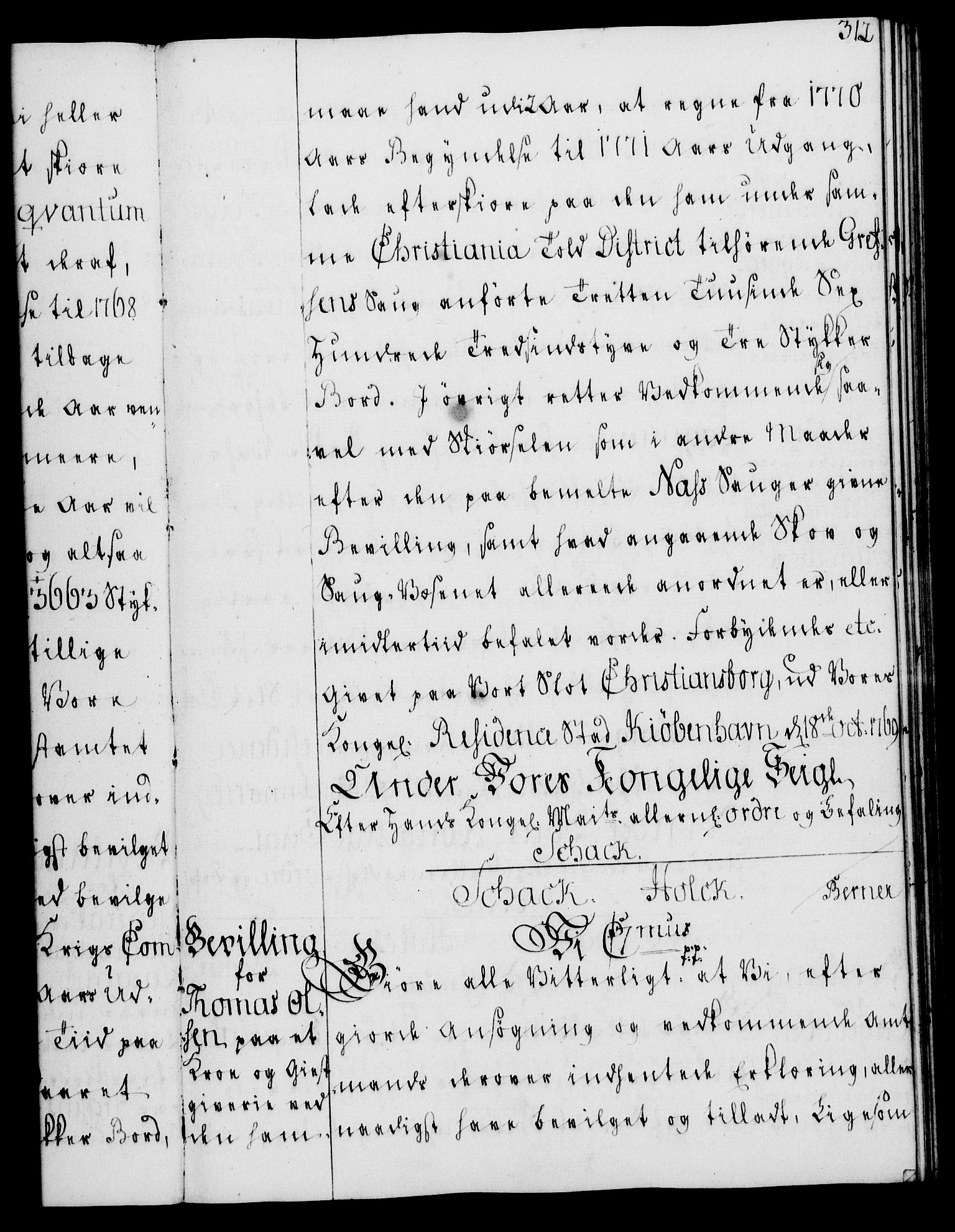 Rentekammeret, Kammerkanselliet, AV/RA-EA-3111/G/Gg/Gga/L0008: Norsk ekspedisjonsprotokoll med register (merket RK 53.8), 1768-1771, p. 312