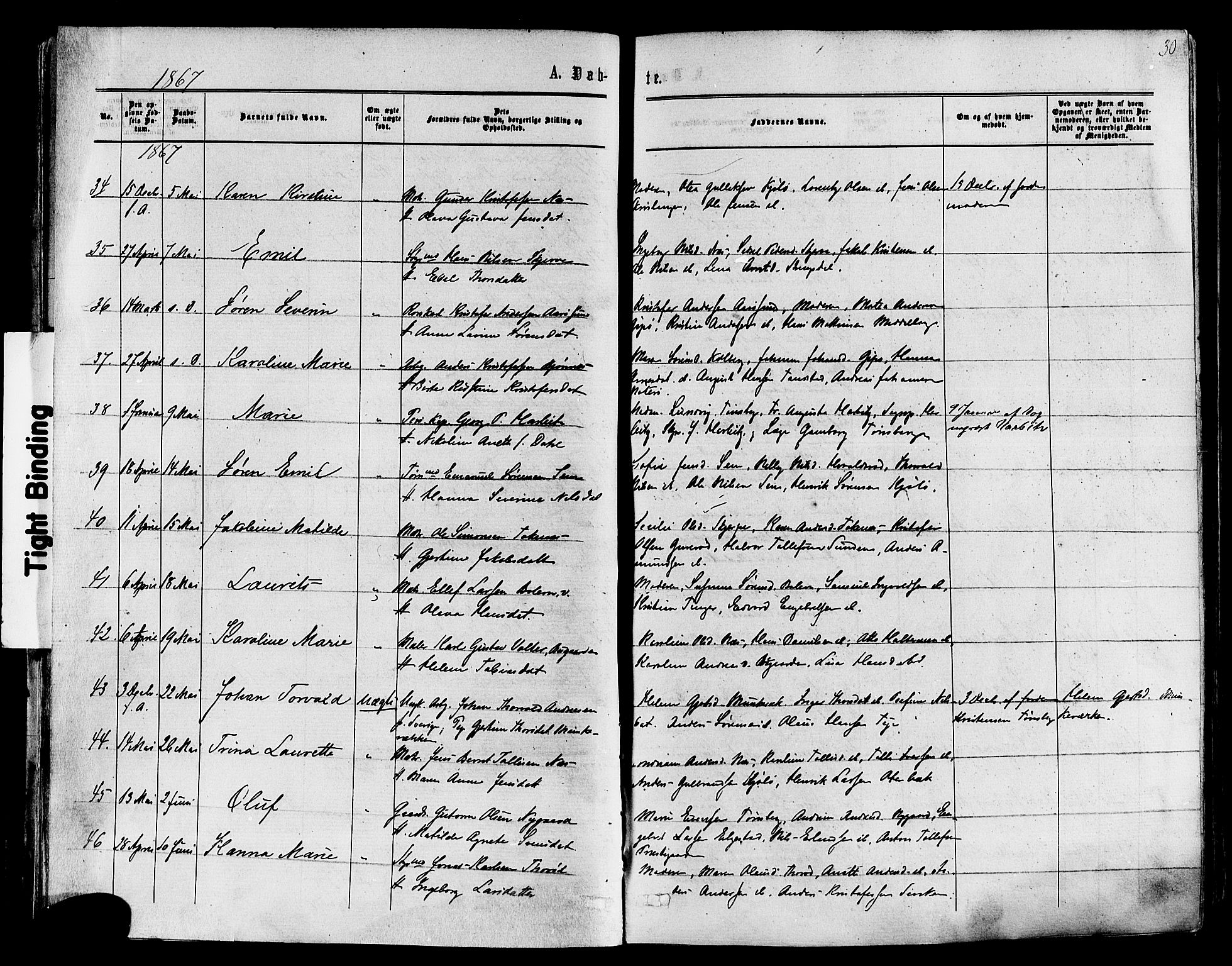 Nøtterøy kirkebøker, SAKO/A-354/F/Fa/L0007: Parish register (official) no. I 7, 1865-1877, p. 30
