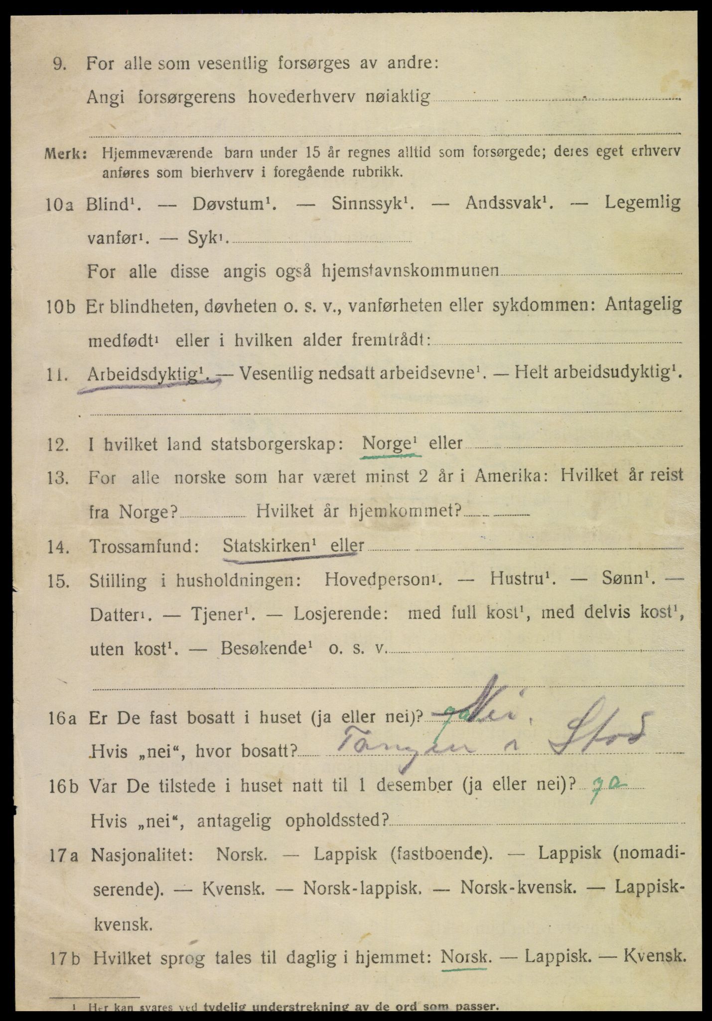 SAT, 1920 census for Stod, 1920, p. 1275