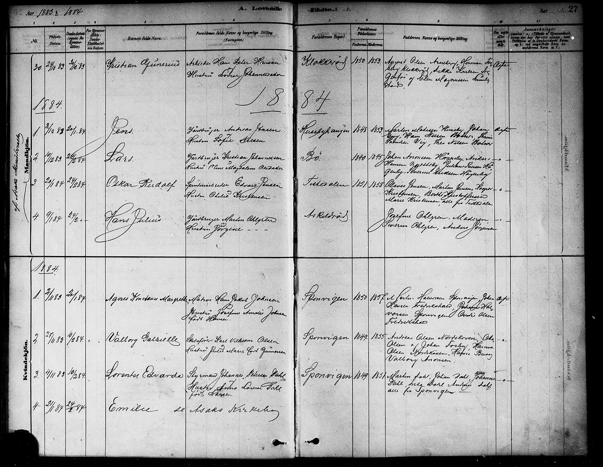 Berg prestekontor Kirkebøker, AV/SAO-A-10902/F/Fa/L0006: Parish register (official) no. I 6, 1878-1887, p. 27