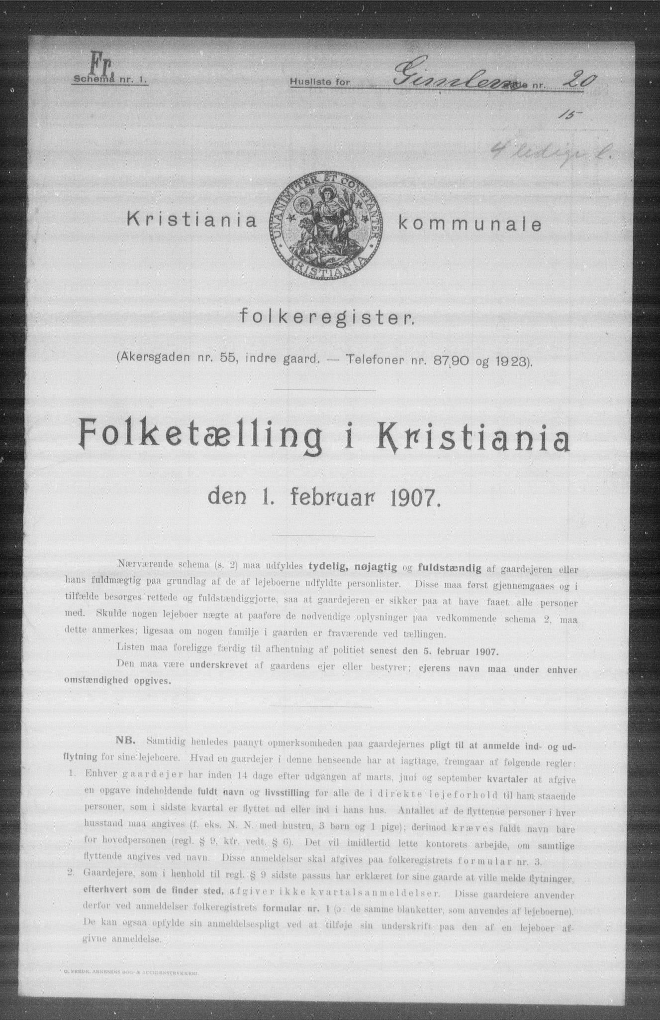 OBA, Municipal Census 1907 for Kristiania, 1907, p. 14821