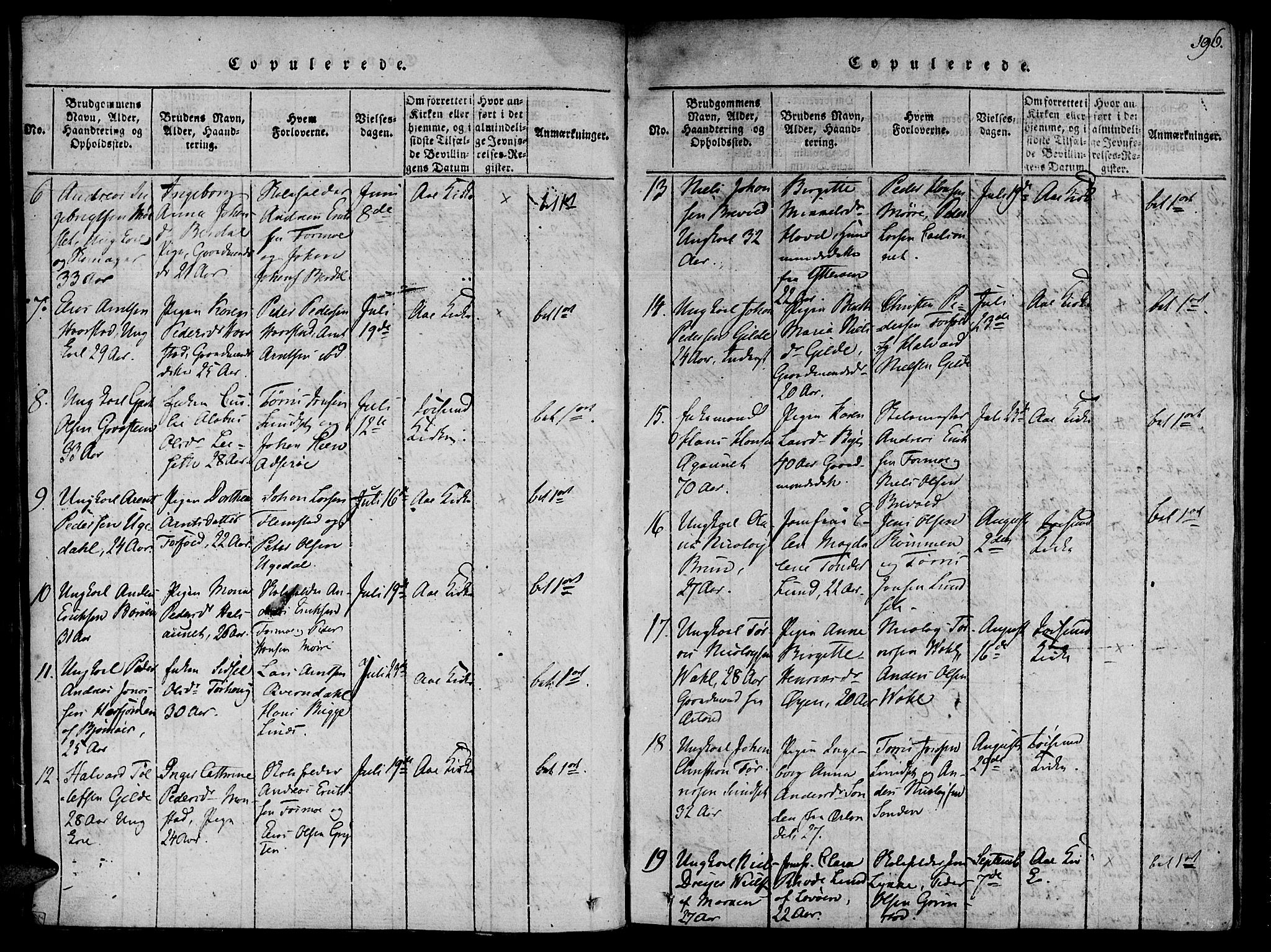 Ministerialprotokoller, klokkerbøker og fødselsregistre - Sør-Trøndelag, SAT/A-1456/655/L0675: Parish register (official) no. 655A04, 1818-1830, p. 196