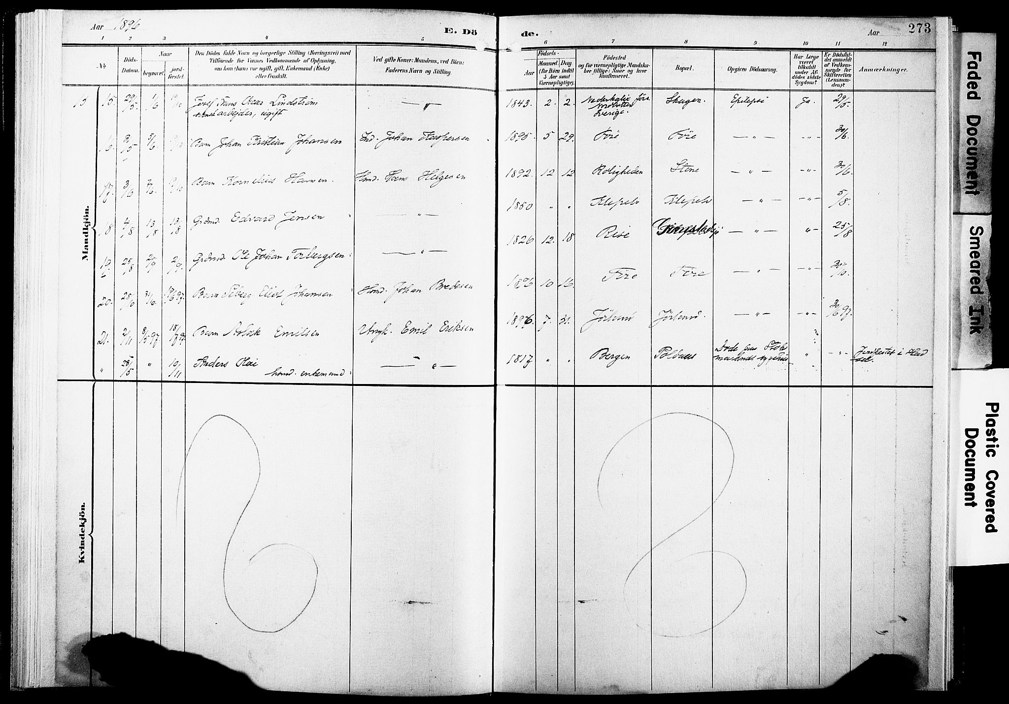 Ministerialprotokoller, klokkerbøker og fødselsregistre - Nordland, AV/SAT-A-1459/891/L1305: Parish register (official) no. 891A10, 1895-1921, p. 273