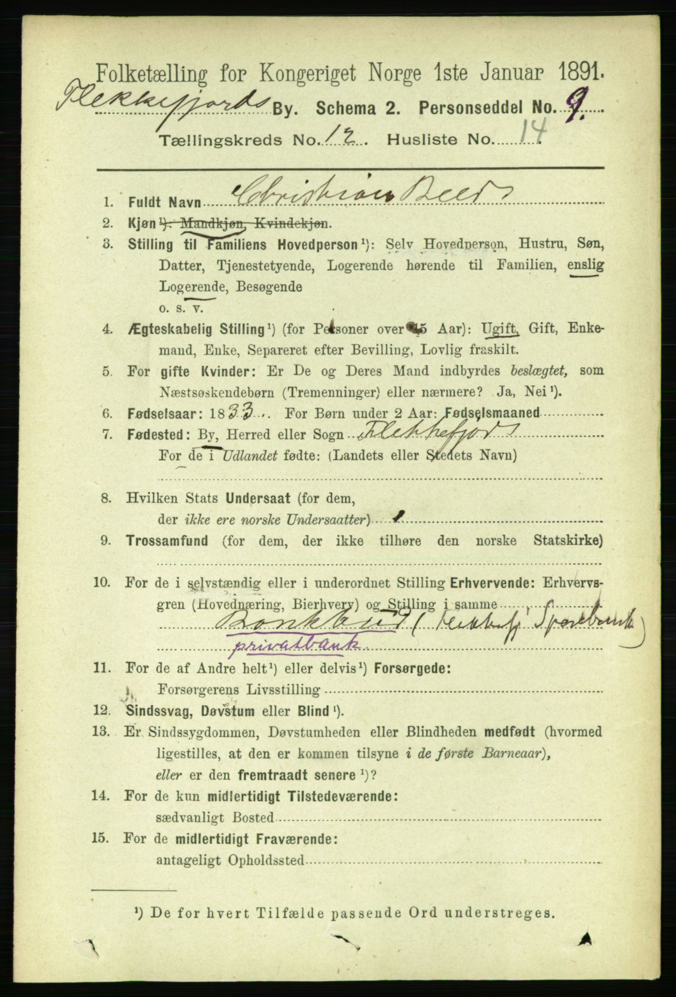 RA, 1891 census for 1004 Flekkefjord, 1891, p. 1776