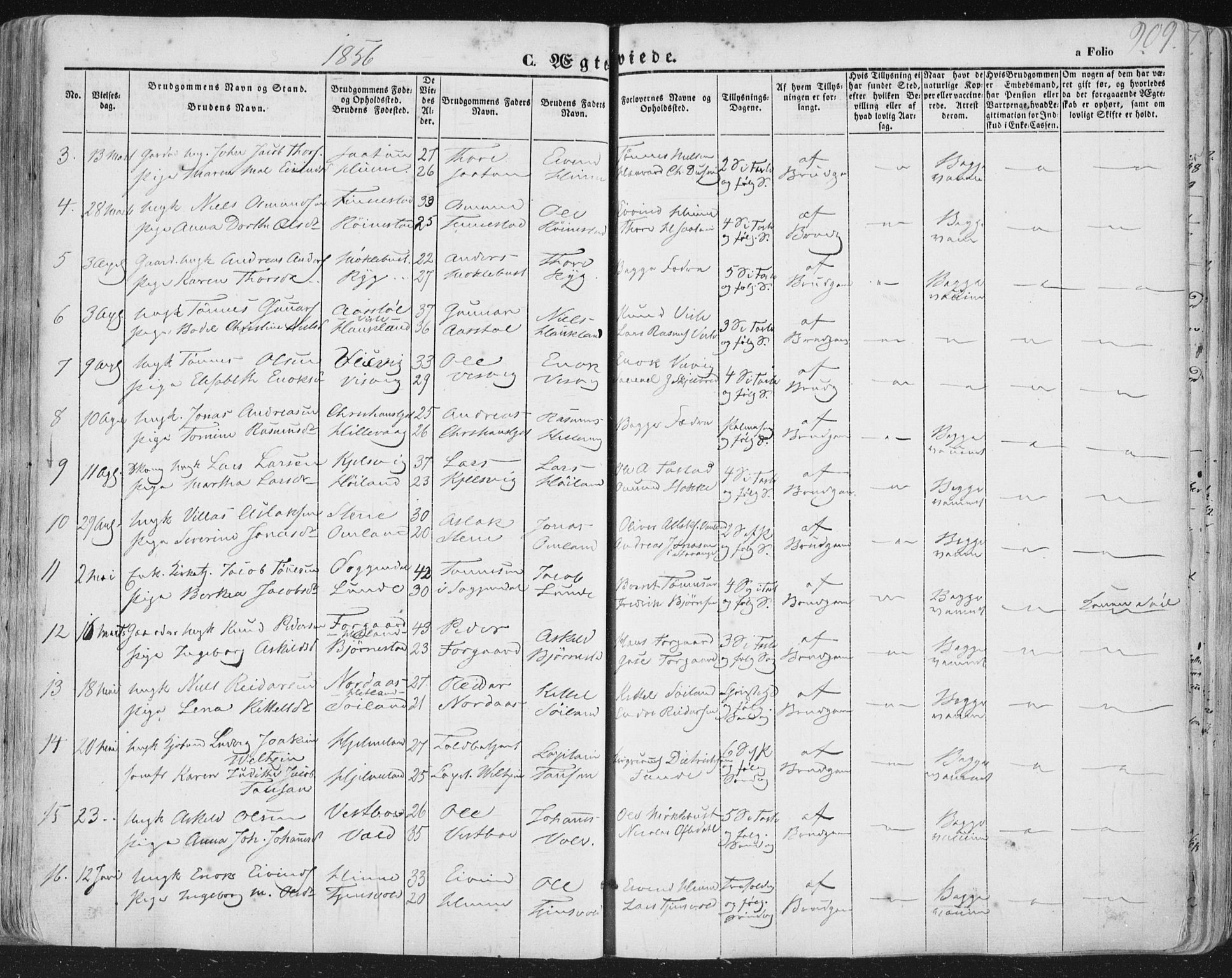 Hetland sokneprestkontor, AV/SAST-A-101826/30/30BA/L0002: Parish register (official) no. A 2, 1849-1869, p. 209