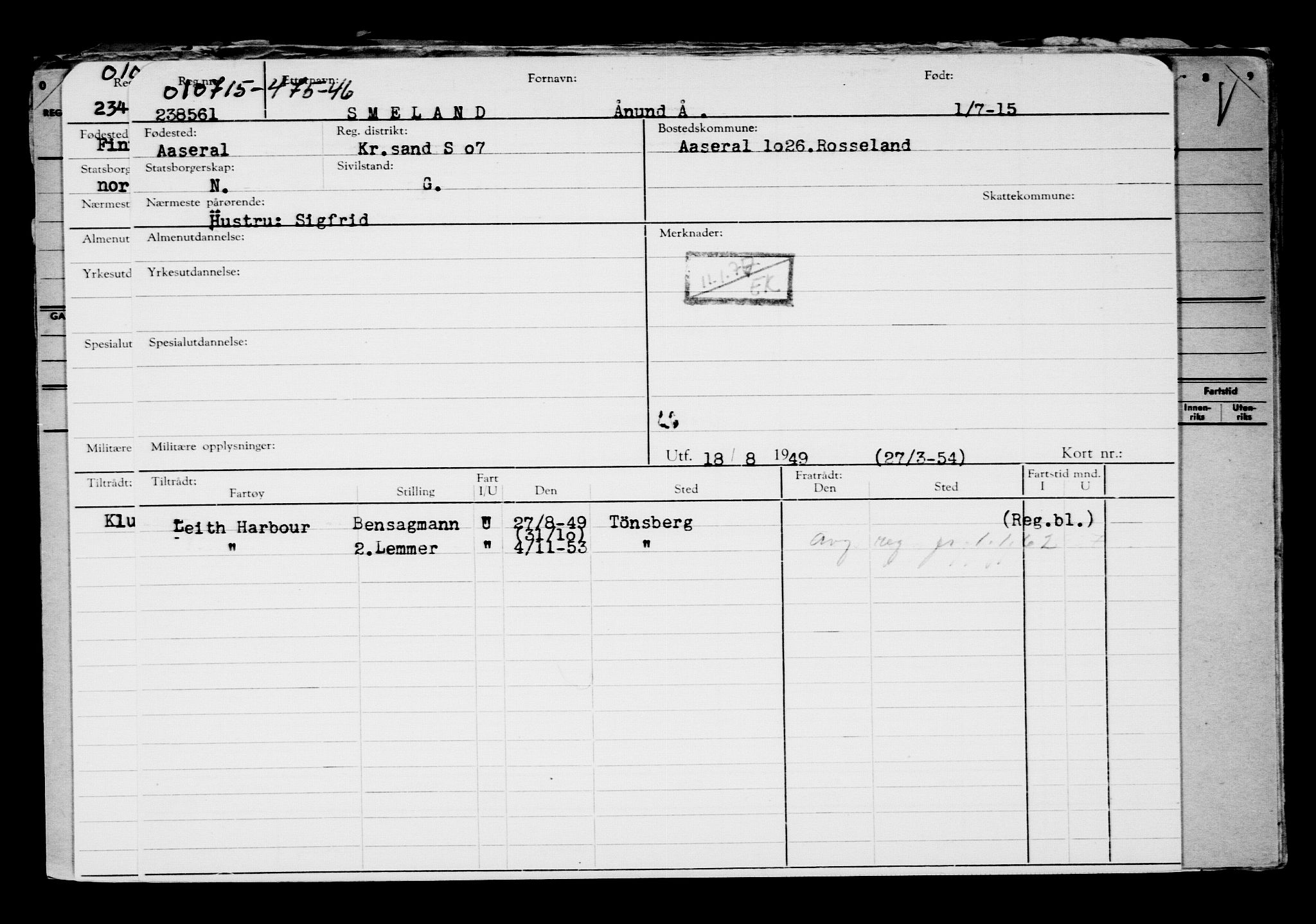 Direktoratet for sjømenn, RA/S-3545/G/Gb/L0131: Hovedkort, 1915, p. 21