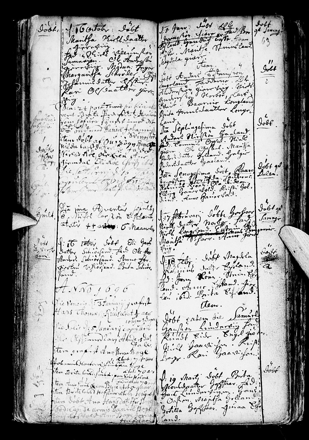 Os sokneprestembete, AV/SAB-A-99929: Parish register (official) no. A 6, 1669-1719, p. 63