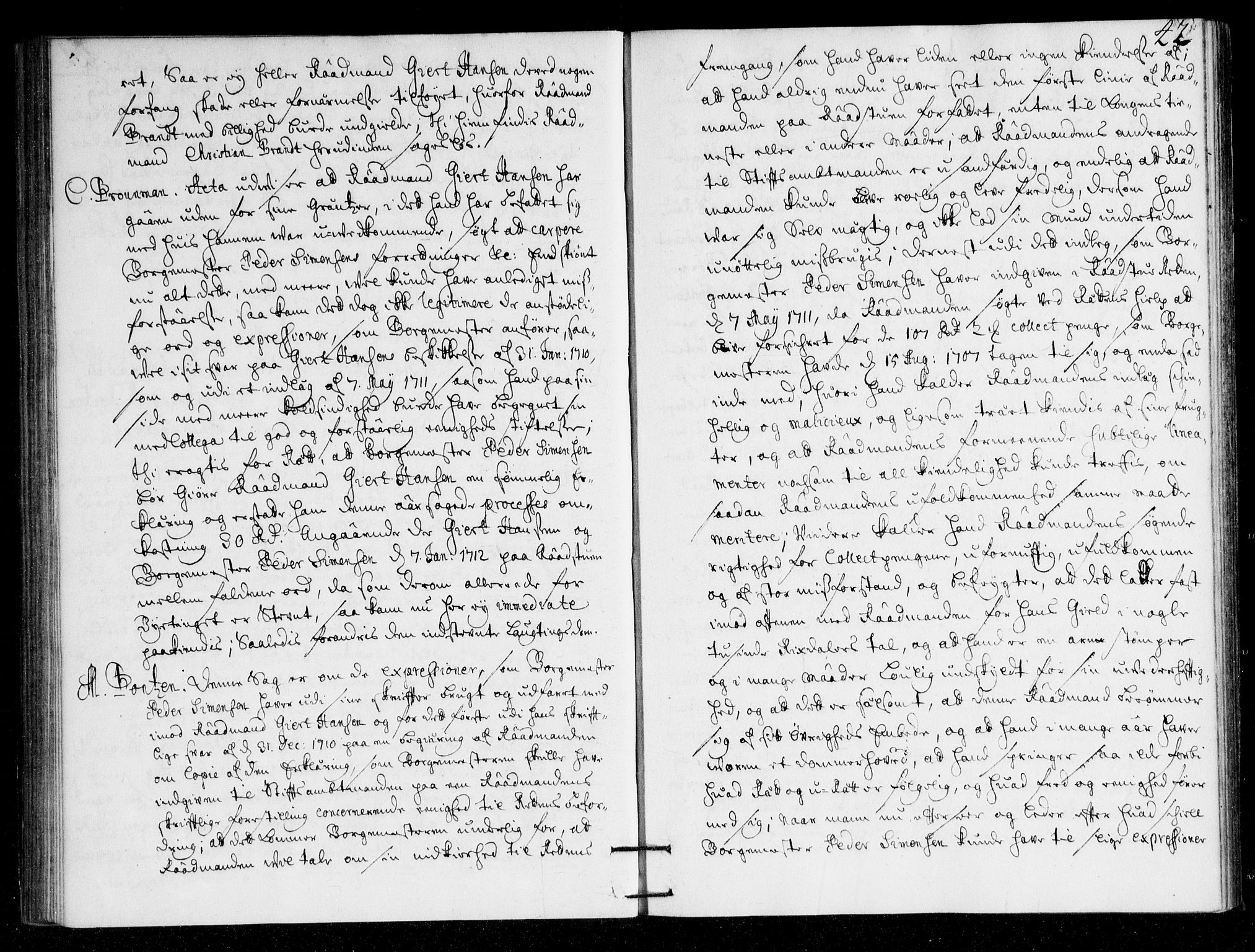 Overhoffretten 1667-1797, AV/RA-EA-2884/Ac/L0148: Voteringsprotokoll, 1713, p. 41b-42a