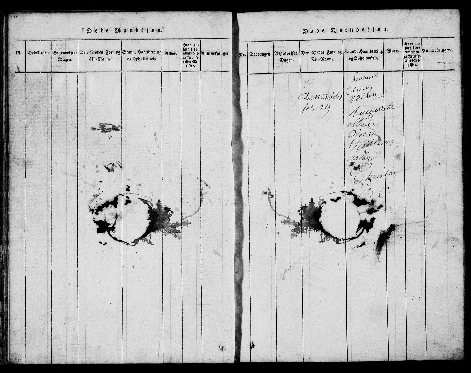 Tjølling kirkebøker, SAKO/A-60/G/Ga/L0001: Parish register (copy) no. 1, 1814-1835, p. 228